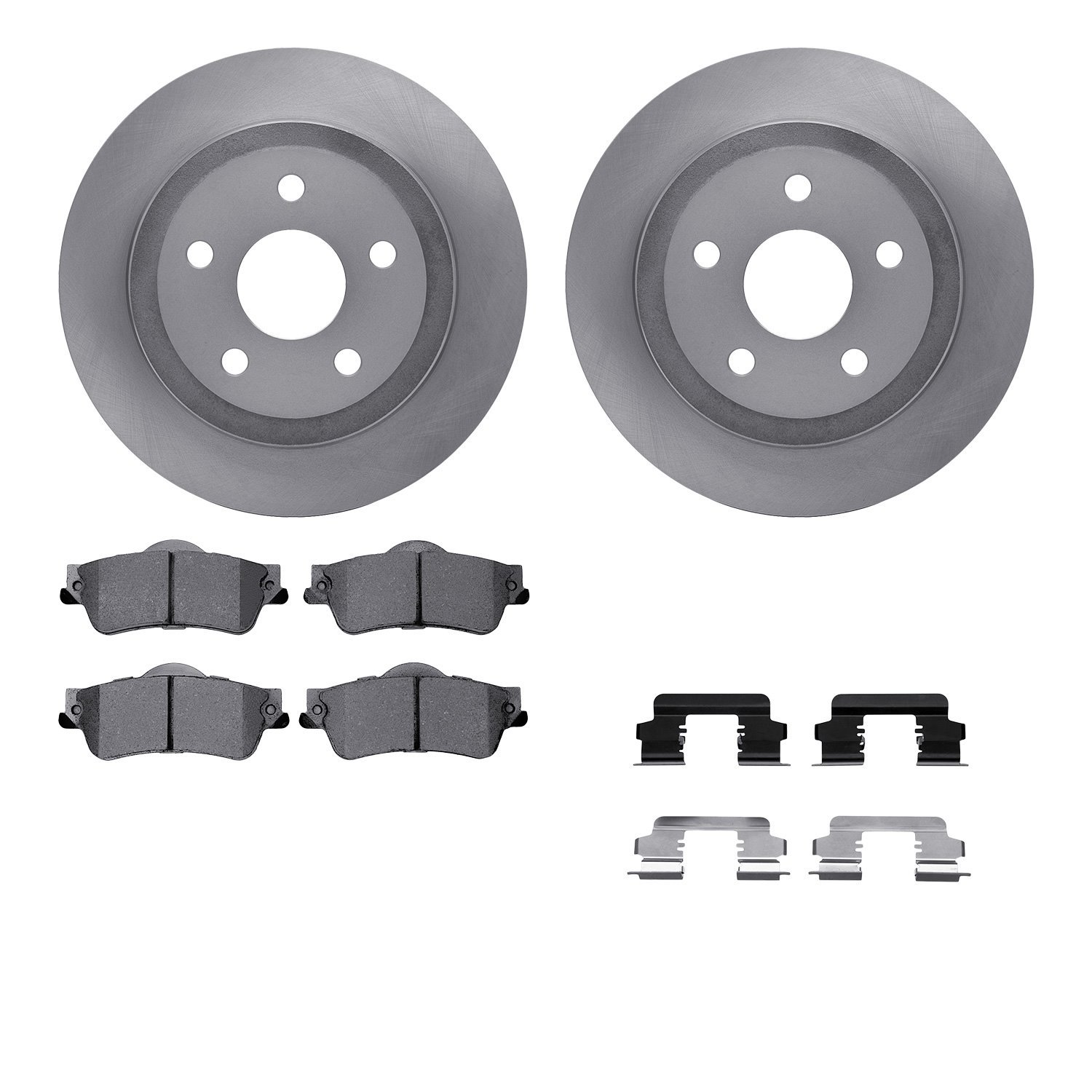 6512-52070 Brake Rotors w/5000 Advanced Brake Pads Kit with Hardware, 2008-2009 GM, Position: Rear