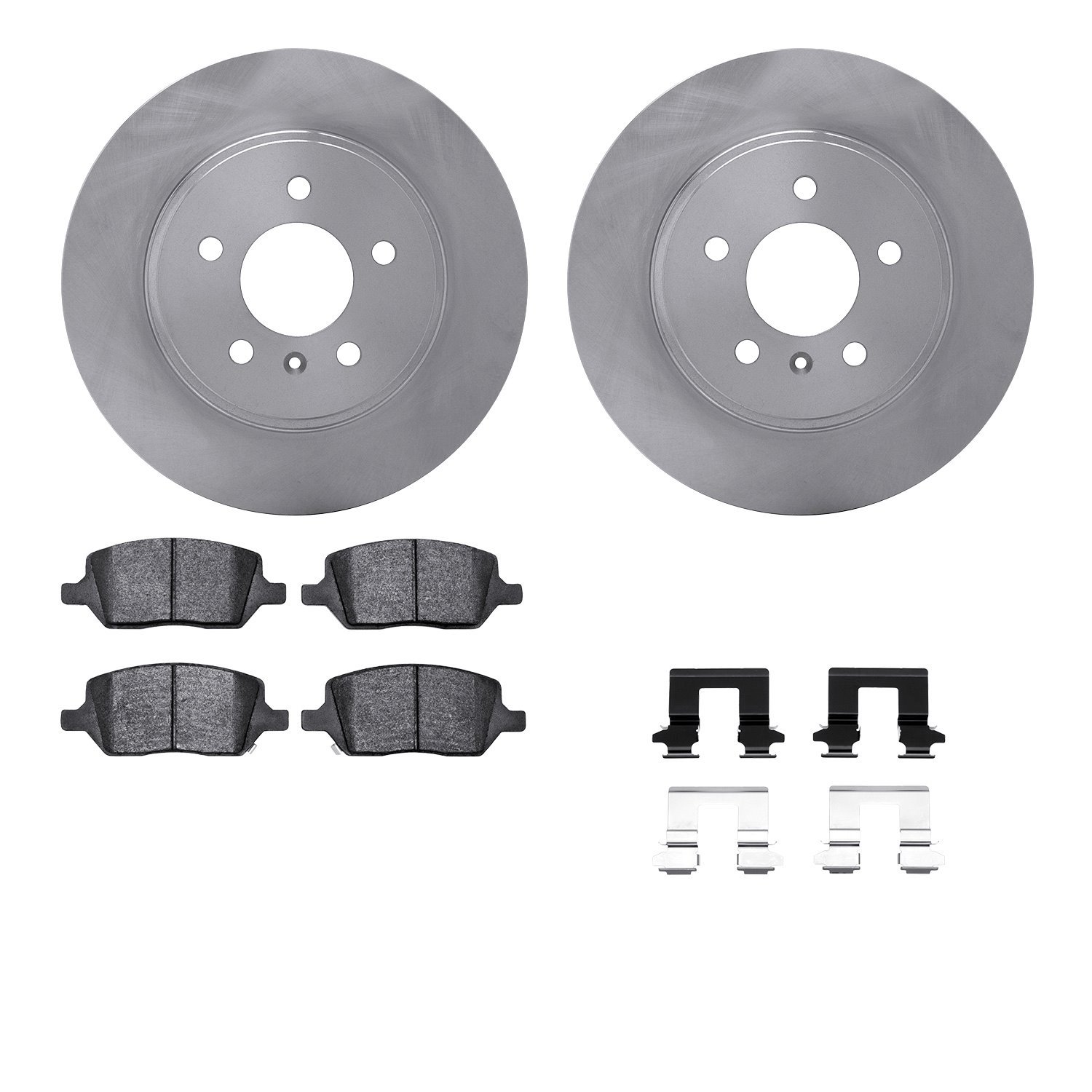 6512-52088 Brake Rotors w/5000 Advanced Brake Pads Kit with Hardware, 2005-2005 GM, Position: Rear