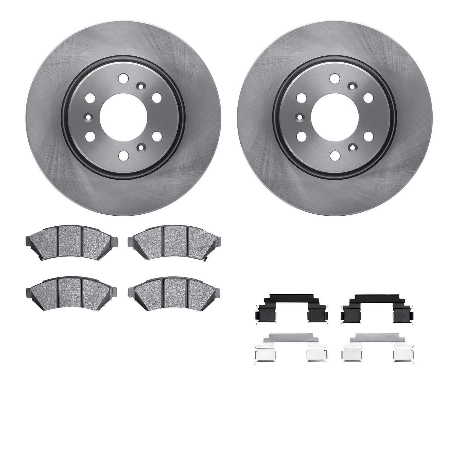 6512-52095 Brake Rotors w/5000 Advanced Brake Pads Kit with Hardware, 2006-2009 GM, Position: Front