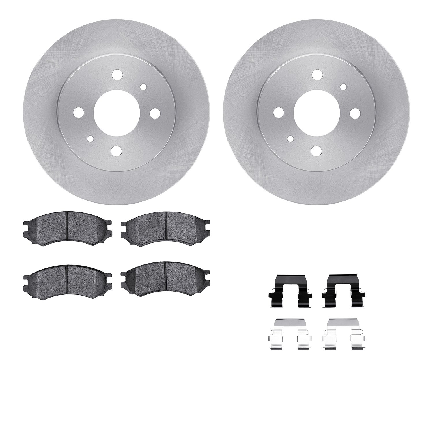 6512-53016 Brake Rotors w/5000 Advanced Brake Pads Kit with Hardware, 1991-1996 GM, Position: Front
