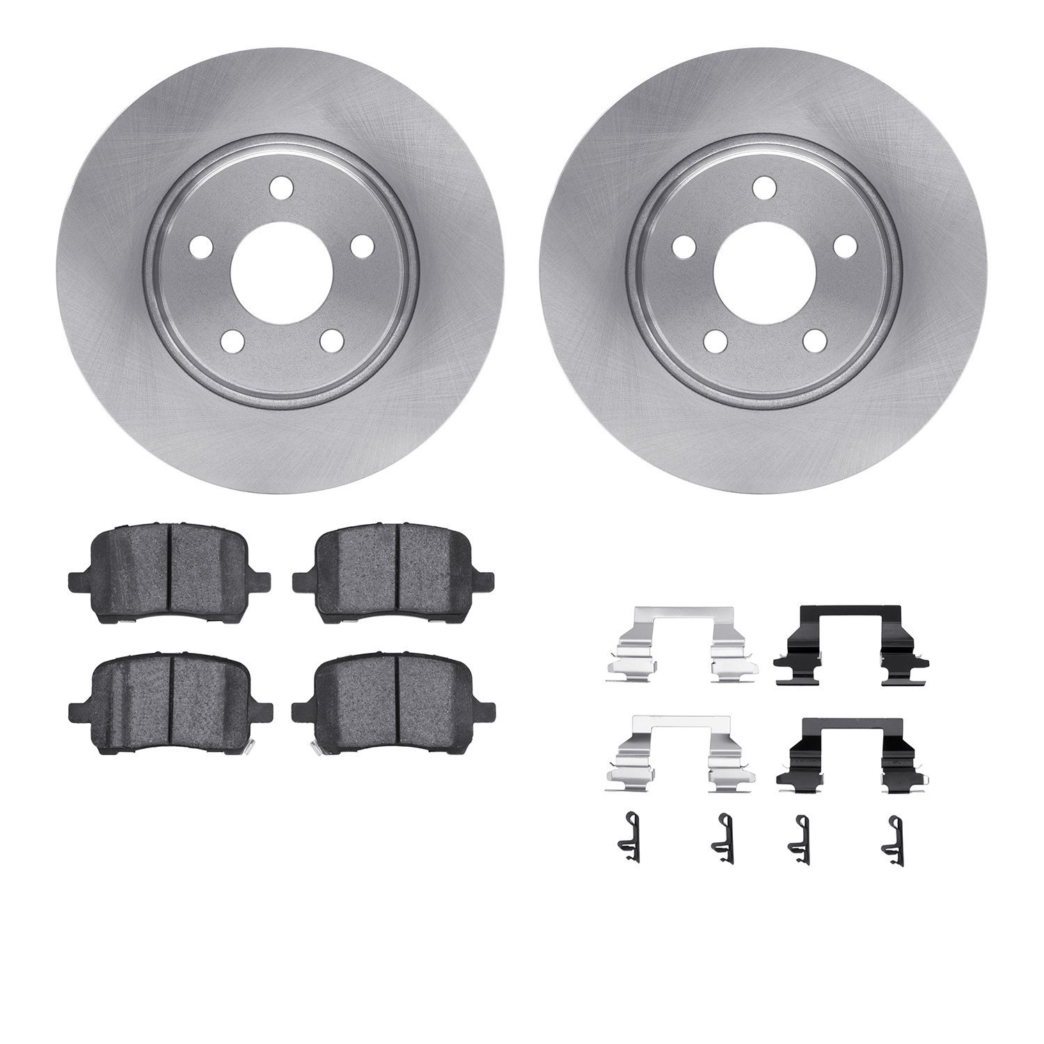 6512-53025 Brake Rotors w/5000 Advanced Brake Pads Kit with Hardware, 2004-2012 GM, Position: Front