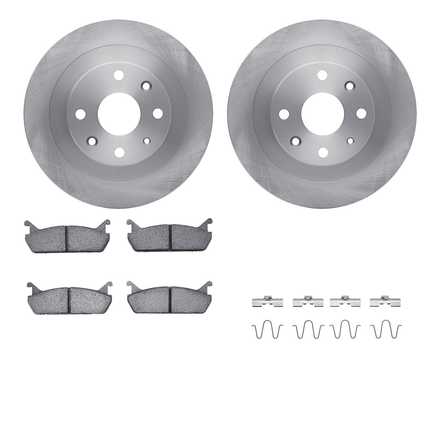 6512-54233 Brake Rotors w/5000 Advanced Brake Pads Kit with Hardware, 1990-1996 Ford/Lincoln/Mercury/Mazda, Position: Rear