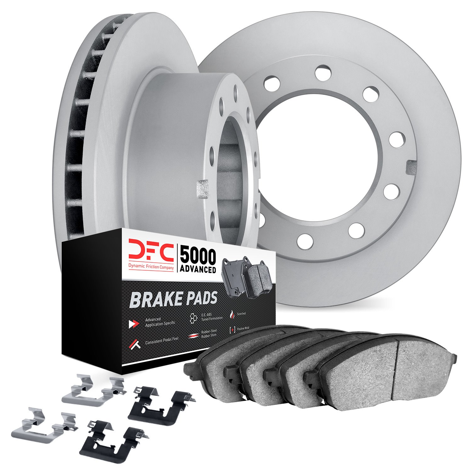 6512-54236 Brake Rotors w/5000 Advanced Brake Pads Kit with Hardware, Fits Select Ford/Lincoln/Mercury/Mazda, Position: Front