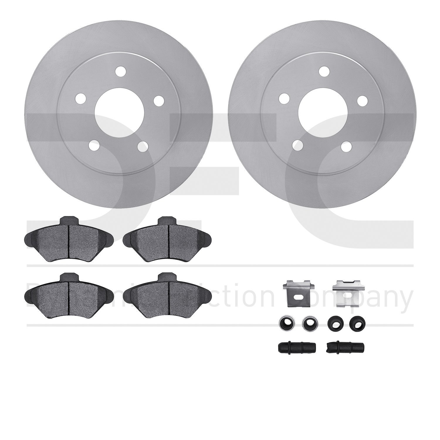 6512-54355 Brake Rotors w/5000 Advanced Brake Pads Kit with Hardware, 1993-1997 Ford/Lincoln/Mercury/Mazda, Position: Front