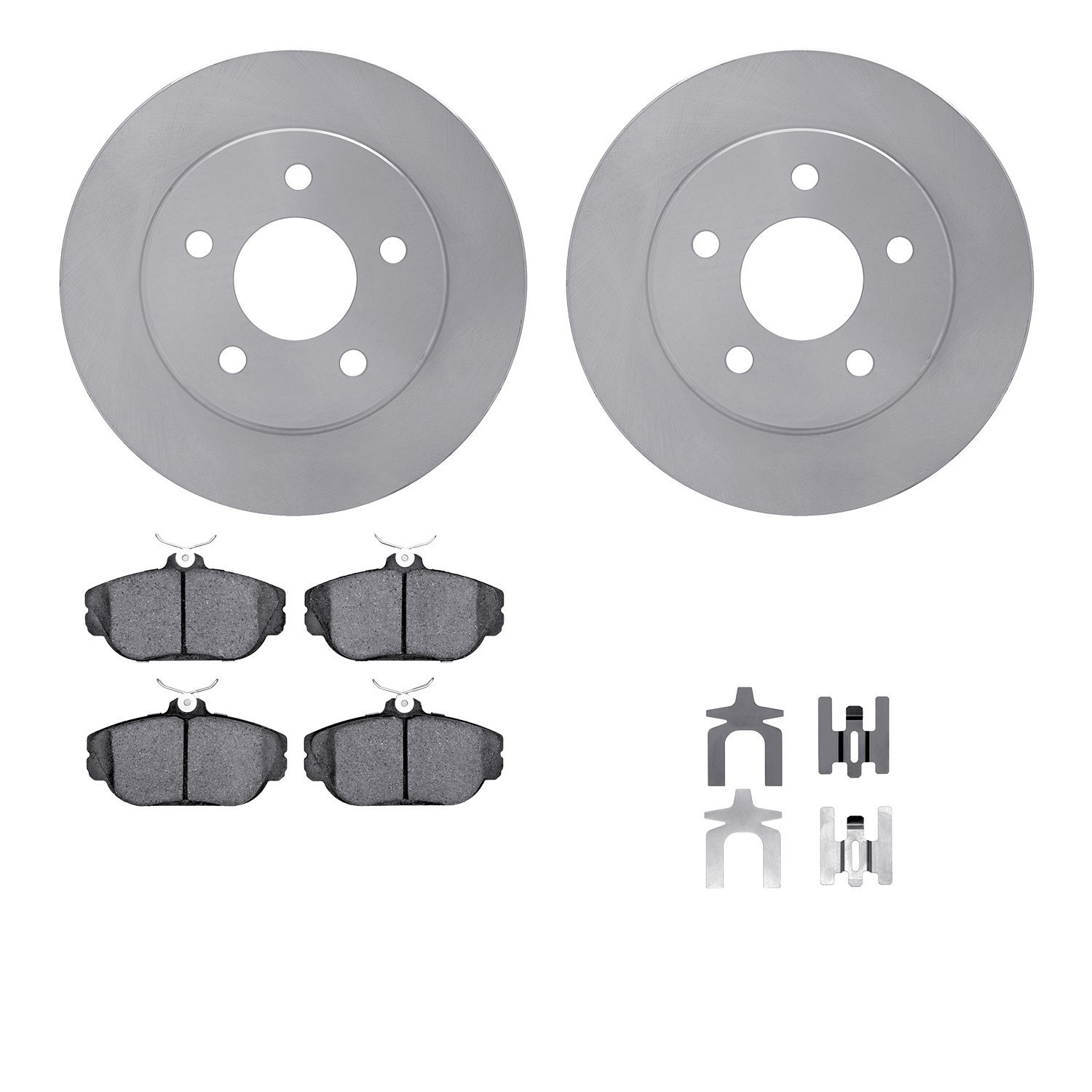6512-54356 Brake Rotors w/5000 Advanced Brake Pads Kit with Hardware, 1993-1998 Ford/Lincoln/Mercury/Mazda, Position: Front