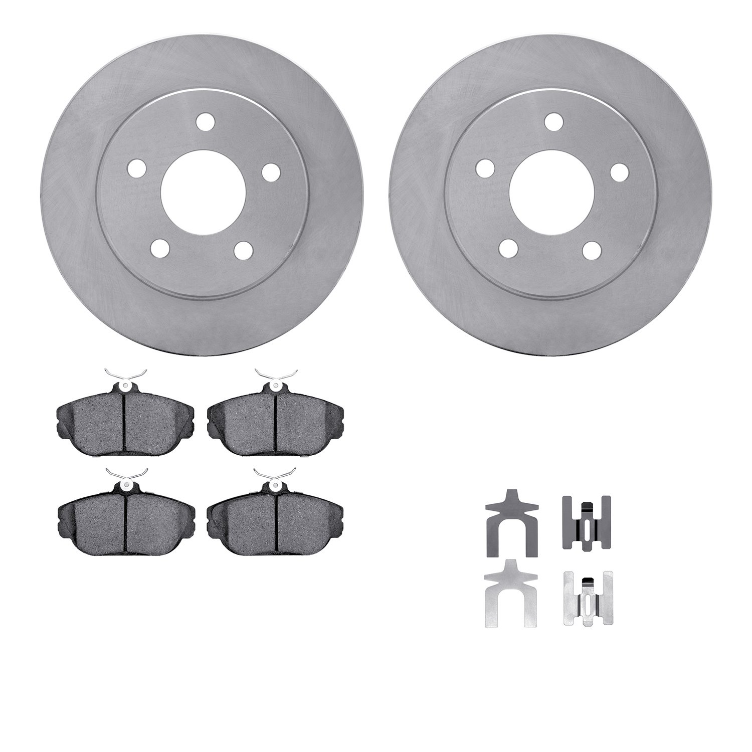 6512-54357 Brake Rotors w/5000 Advanced Brake Pads Kit with Hardware, 1994-2000 Ford/Lincoln/Mercury/Mazda, Position: Front