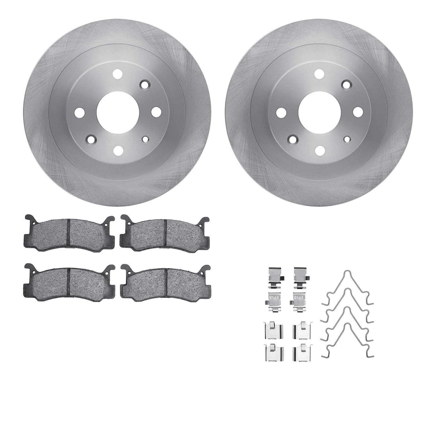 6512-55013 Brake Rotors w/5000 Advanced Brake Pads Kit with Hardware, 1992-1995 Ford/Lincoln/Mercury/Mazda, Position: Rear