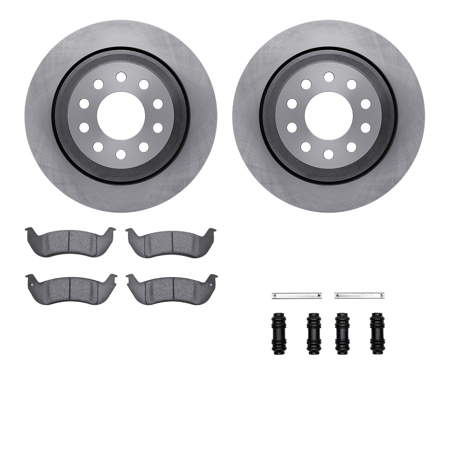 6512-55017 Brake Rotors w/5000 Advanced Brake Pads Kit with Hardware, 2003-2011 Ford/Lincoln/Mercury/Mazda, Position: Rear