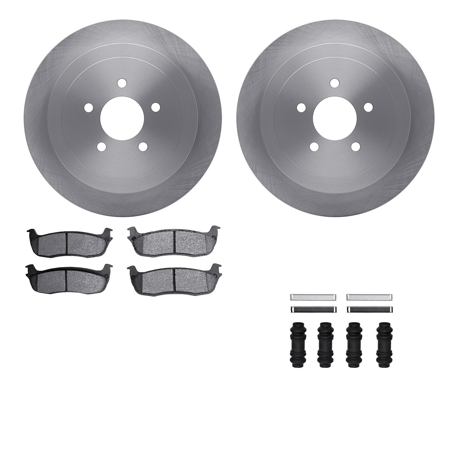 6512-55020 Brake Rotors w/5000 Advanced Brake Pads Kit with Hardware, 2003-2011 Ford/Lincoln/Mercury/Mazda, Position: Rear