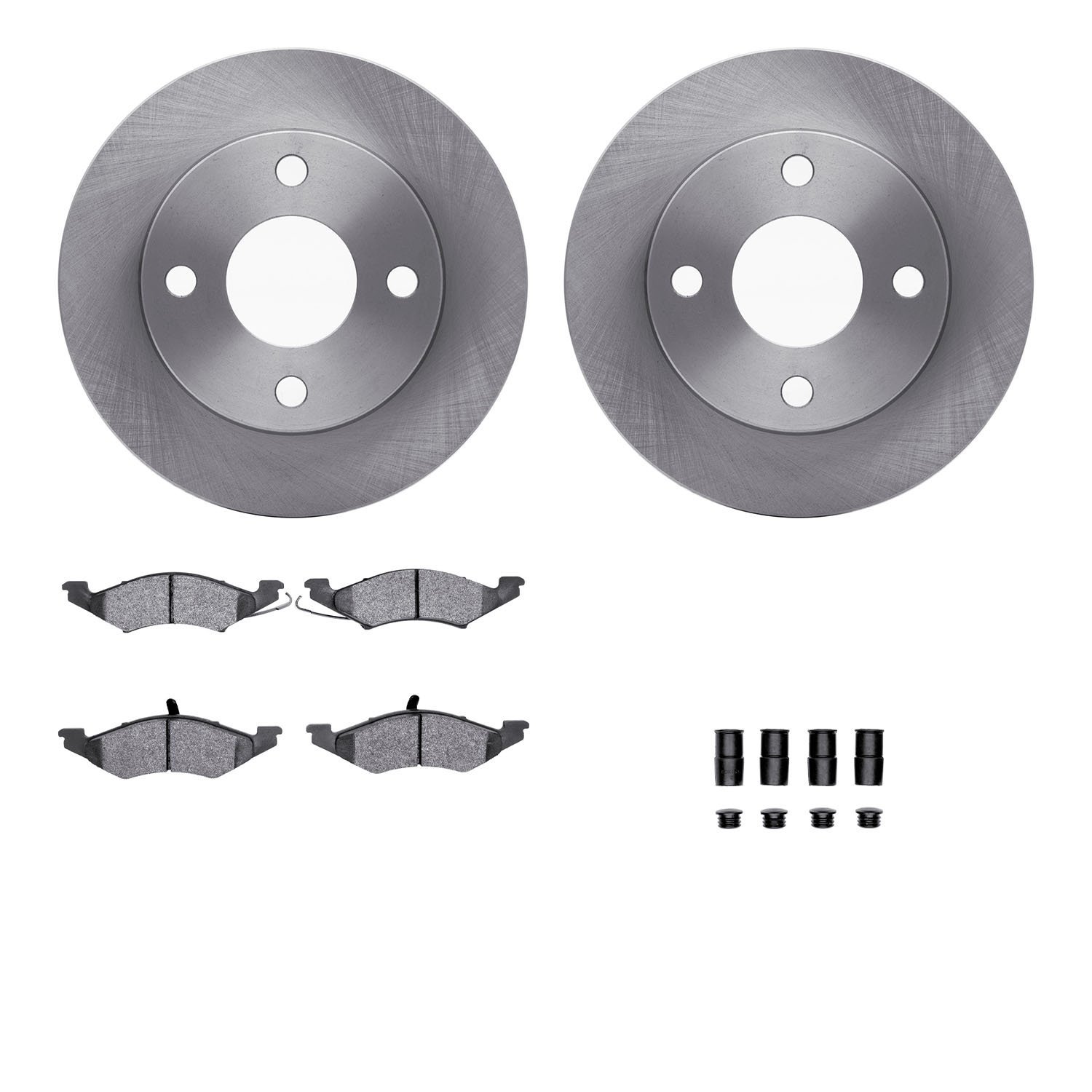 6512-55031 Brake Rotors w/5000 Advanced Brake Pads Kit with Hardware, 1983-1994 Ford/Lincoln/Mercury/Mazda, Position: Front