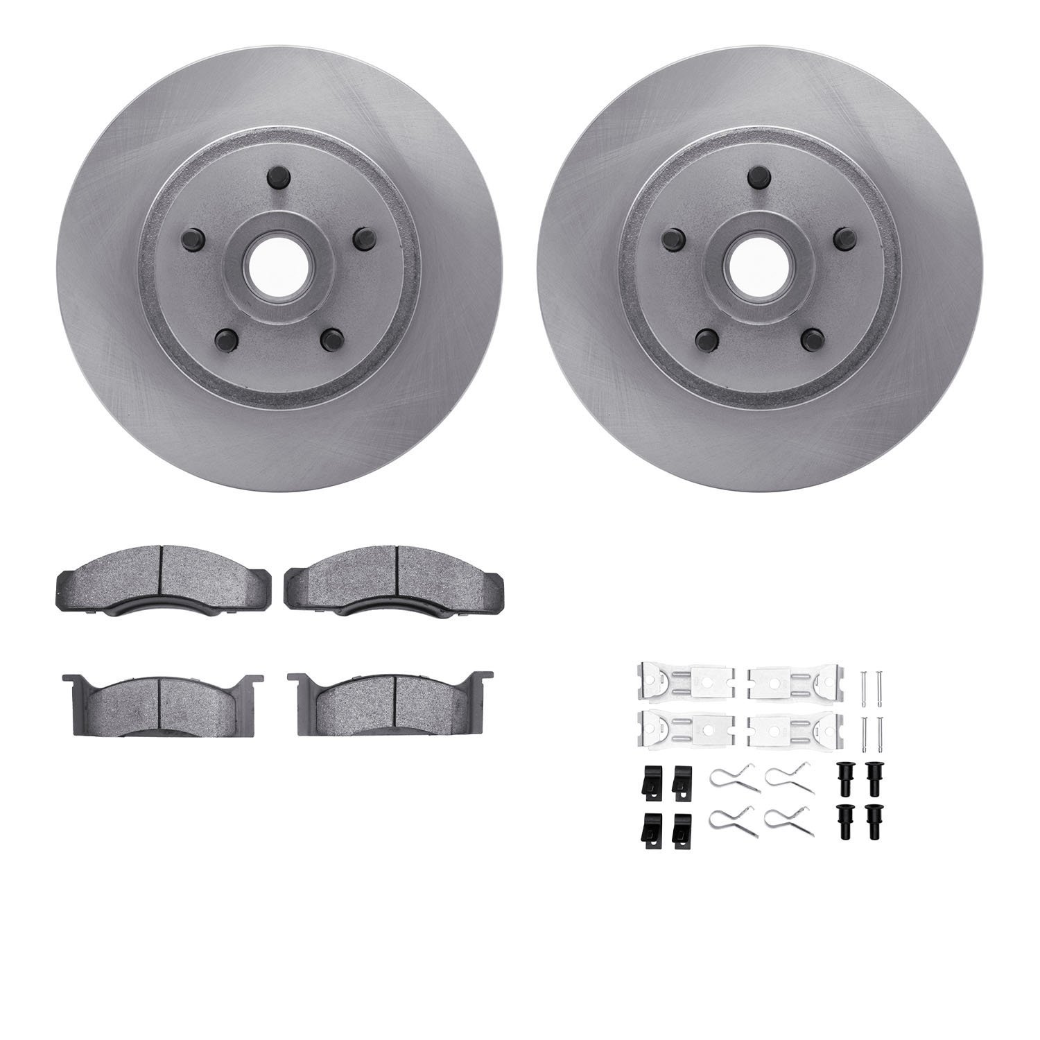 6512-55043 Brake Rotors w/5000 Advanced Brake Pads Kit with Hardware, 1970-1972 Ford/Lincoln/Mercury/Mazda, Position: Front