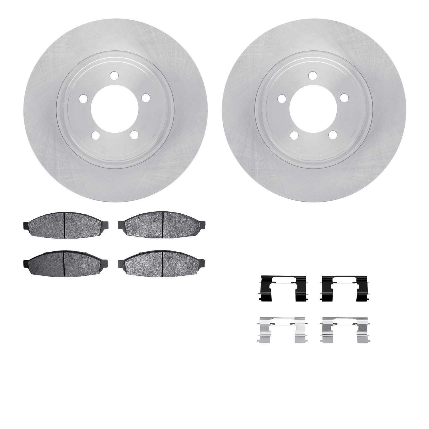 6512-55046 Brake Rotors w/5000 Advanced Brake Pads Kit with Hardware, 2003-2005 Ford/Lincoln/Mercury/Mazda, Position: Front