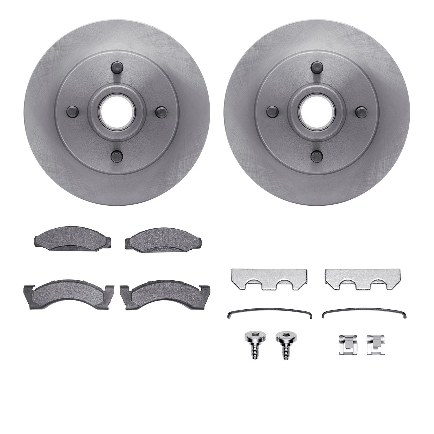 6512-55049 Brake Rotors w/5000 Advanced Brake Pads Kit with Hardware, 1974-1980 Ford/Lincoln/Mercury/Mazda, Position: Front