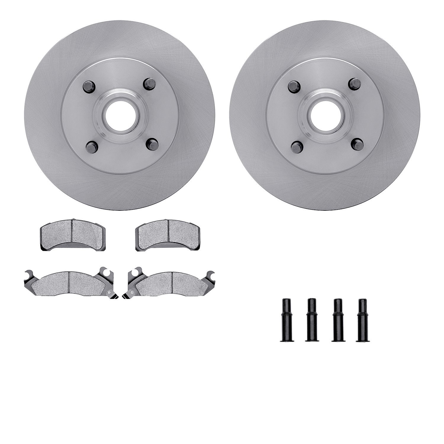 6512-55062 Brake Rotors w/5000 Advanced Brake Pads Kit with Hardware, 1982-1993 Ford/Lincoln/Mercury/Mazda, Position: Front
