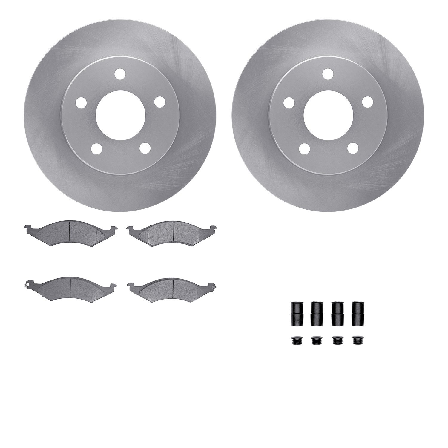 6512-55081 Brake Rotors w/5000 Advanced Brake Pads Kit with Hardware, 1986-1988 Ford/Lincoln/Mercury/Mazda, Position: Front