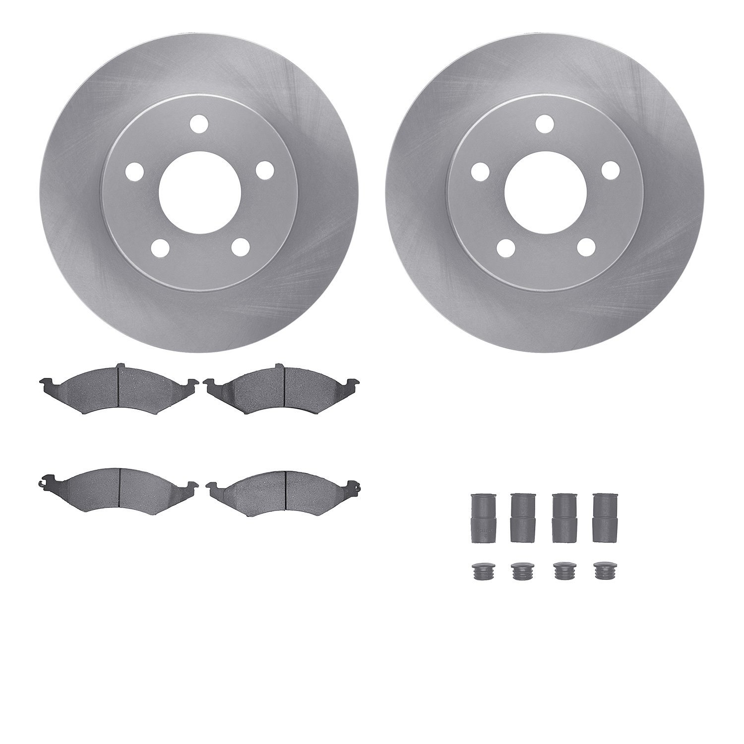 6512-55082 Brake Rotors w/5000 Advanced Brake Pads Kit with Hardware, 1986-1988 Ford/Lincoln/Mercury/Mazda, Position: Front