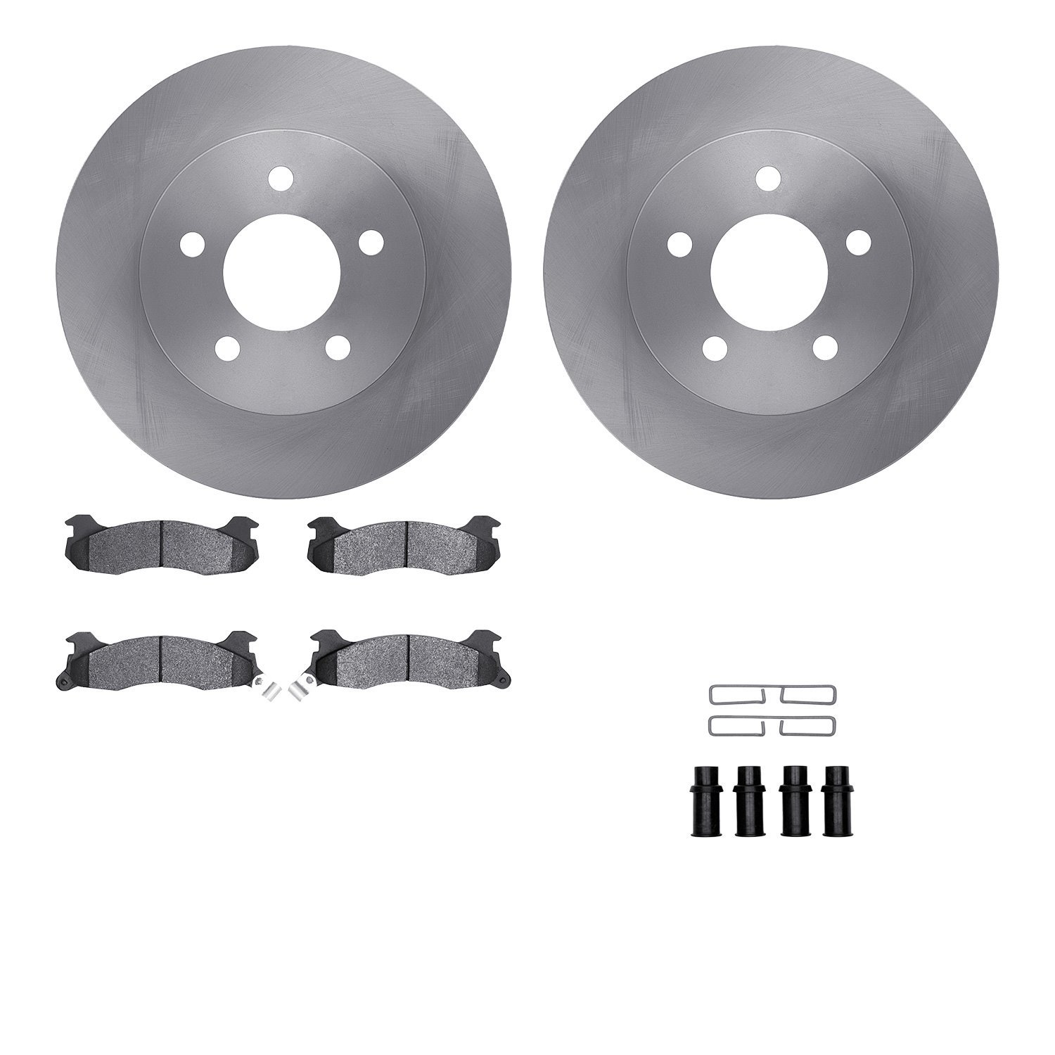 6512-55090 Brake Rotors w/5000 Advanced Brake Pads Kit with Hardware, 1984-1986 Ford/Lincoln/Mercury/Mazda, Position: Rear