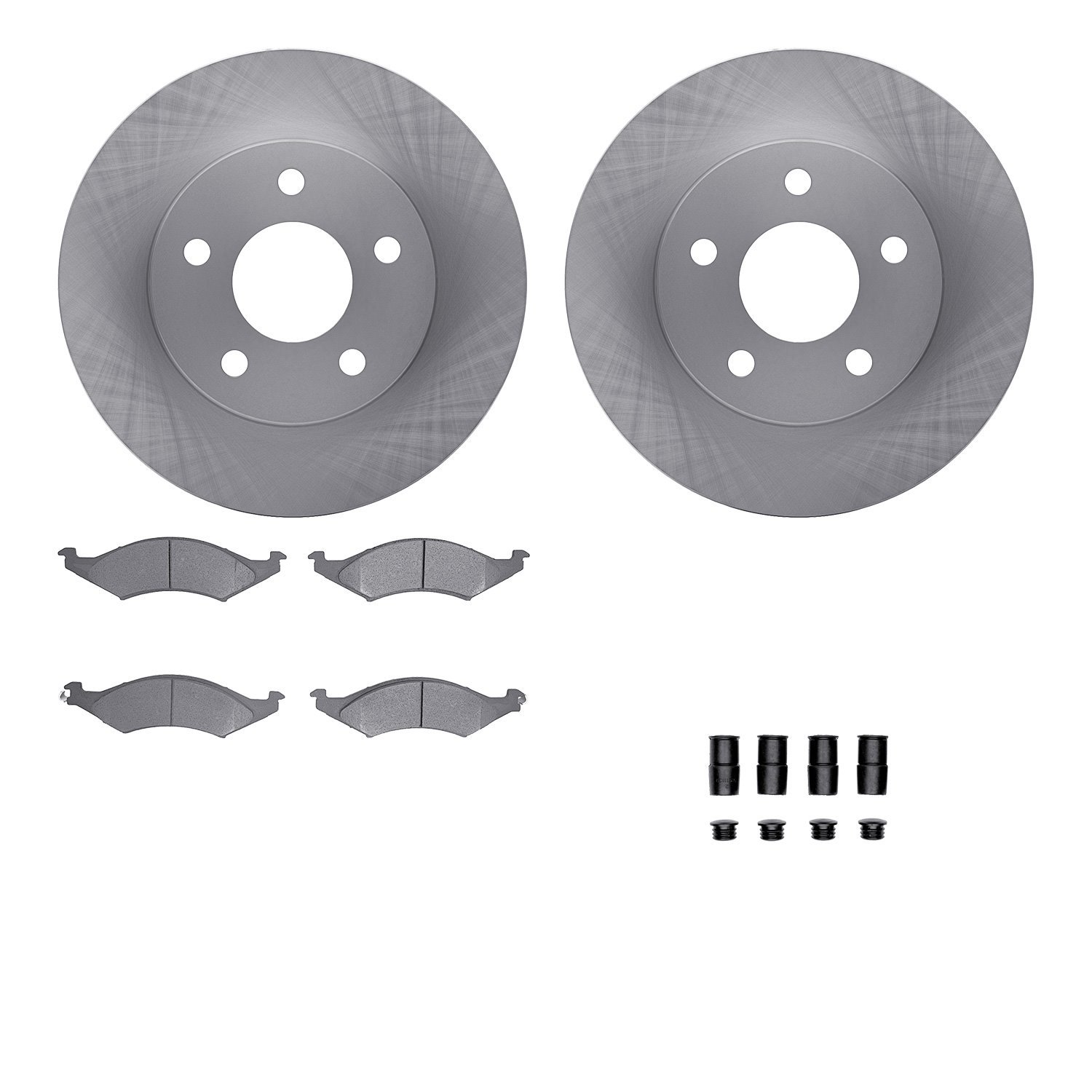 6512-55093 Brake Rotors w/5000 Advanced Brake Pads Kit with Hardware, 1986-1992 Ford/Lincoln/Mercury/Mazda, Position: Front