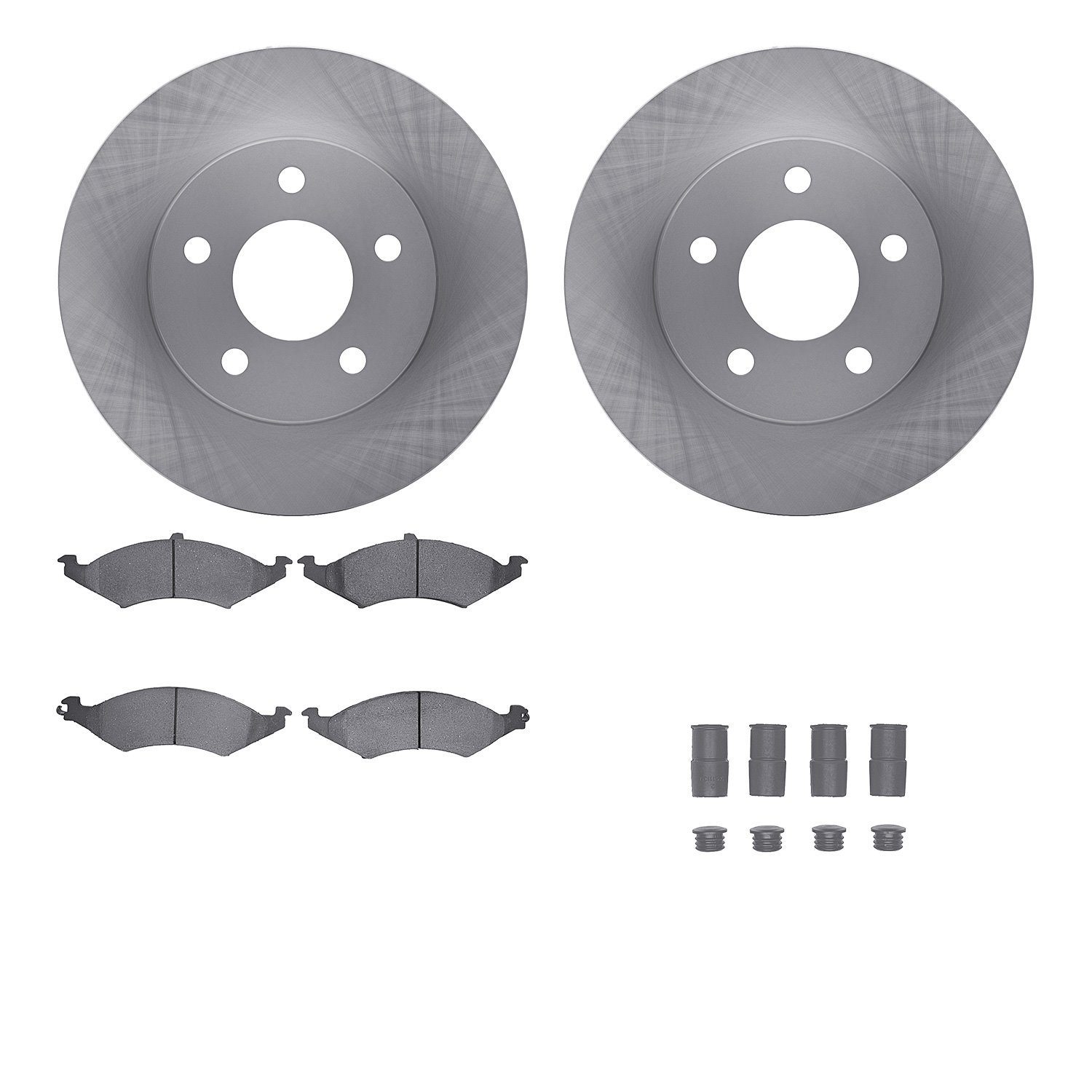 6512-55094 Brake Rotors w/5000 Advanced Brake Pads Kit with Hardware, 1986-1992 Ford/Lincoln/Mercury/Mazda, Position: Front