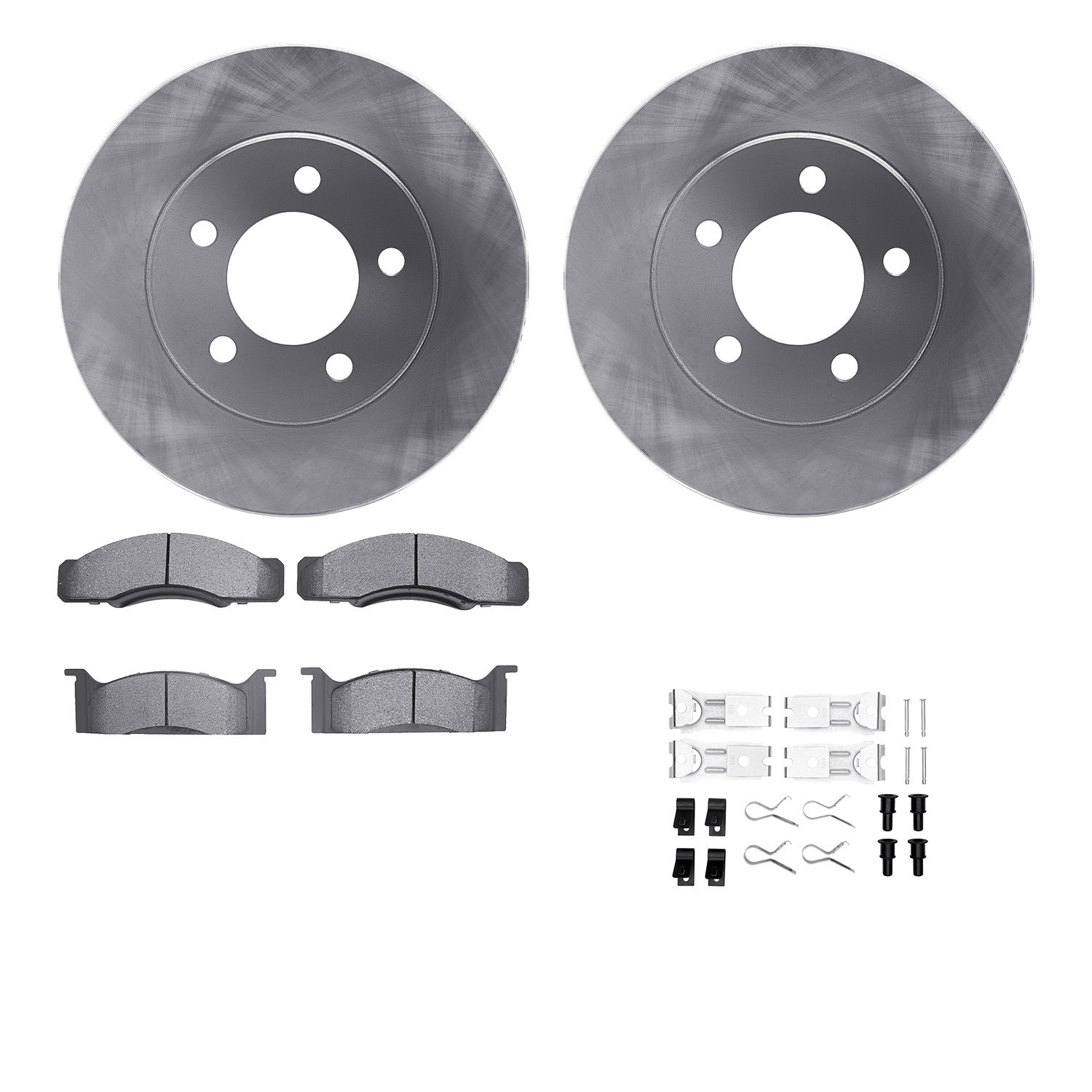 6512-55117 Brake Rotors w/5000 Advanced Brake Pads Kit with Hardware, 1970-1971 Ford/Lincoln/Mercury/Mazda, Position: Front