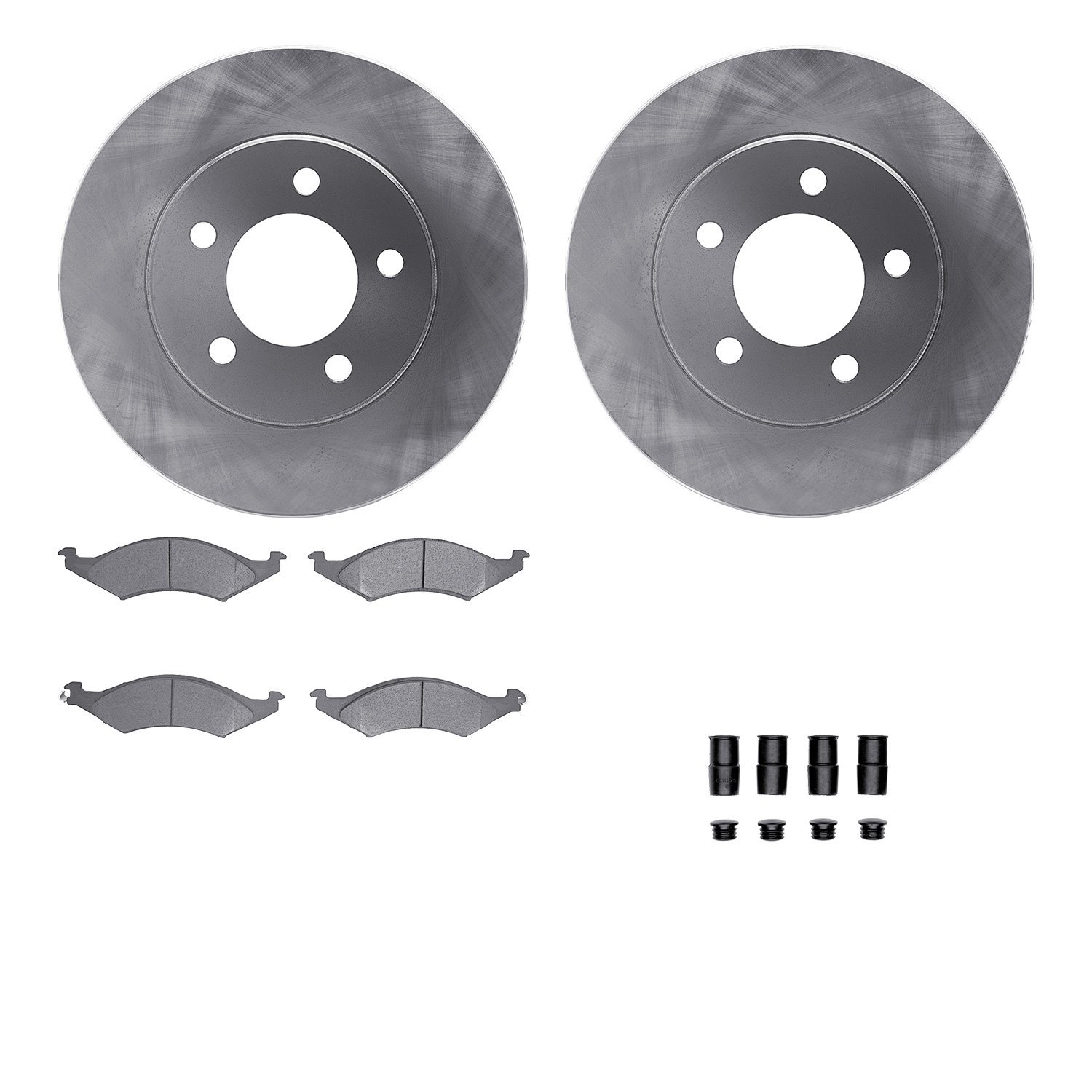 6512-55118 Brake Rotors w/5000 Advanced Brake Pads Kit with Hardware, 1991-1992 Ford/Lincoln/Mercury/Mazda, Position: Front