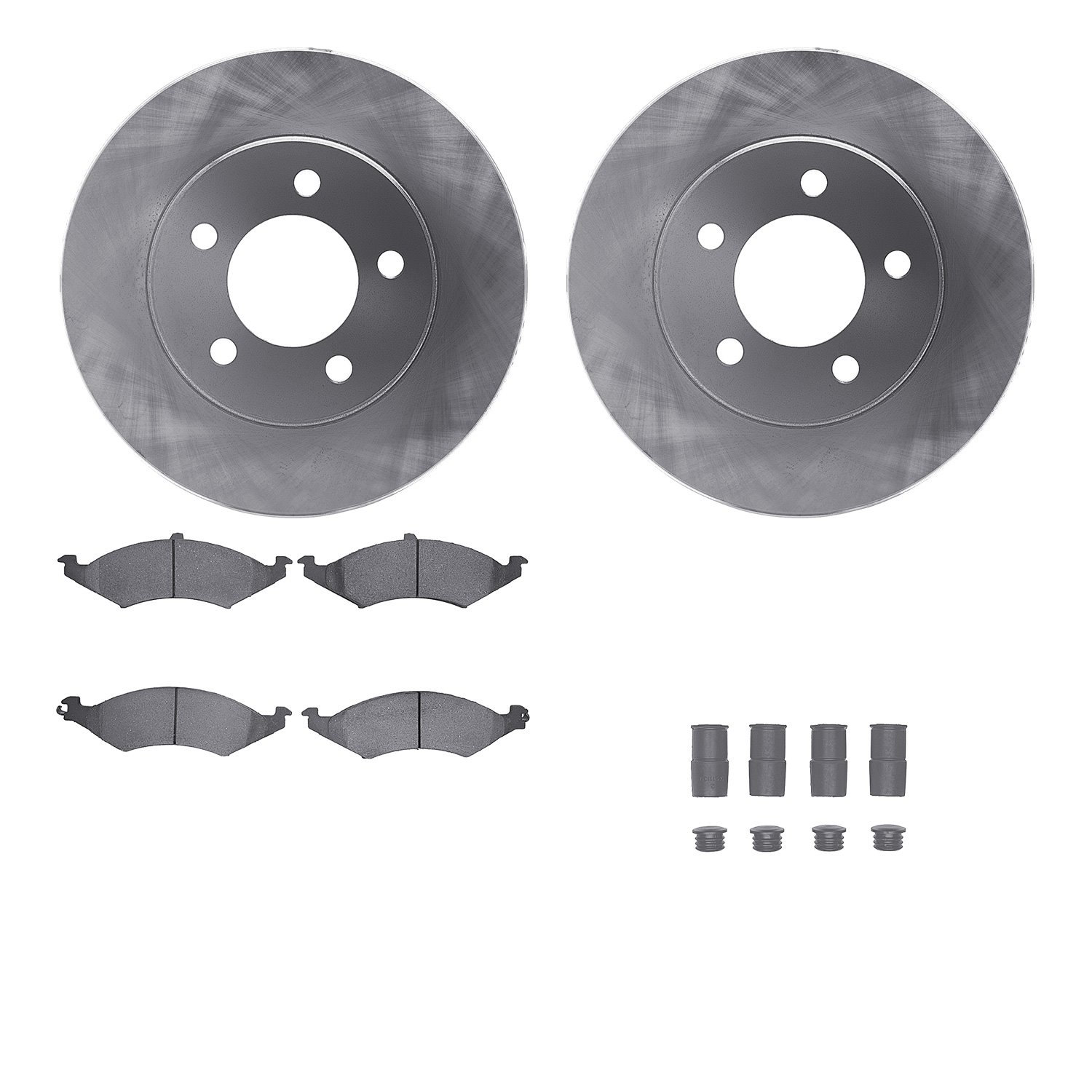 6512-55119 Brake Rotors w/5000 Advanced Brake Pads Kit with Hardware, 1991-1993 Ford/Lincoln/Mercury/Mazda, Position: Front