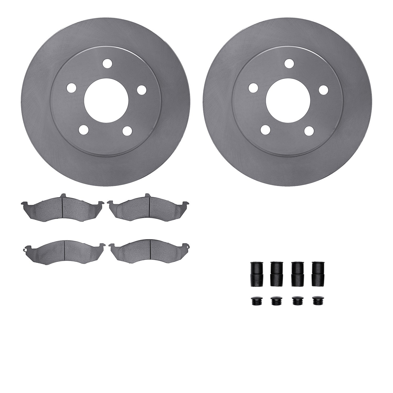 6512-55156 Brake Rotors w/5000 Advanced Brake Pads Kit with Hardware, 1991-1992 Ford/Lincoln/Mercury/Mazda, Position: Front