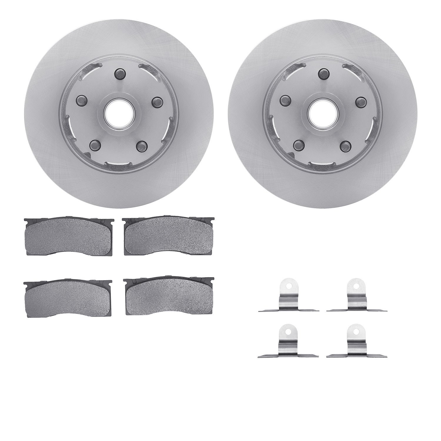 6512-55165 Brake Rotors w/5000 Advanced Brake Pads Kit with Hardware, 1965-1967 Ford/Lincoln/Mercury/Mazda, Position: Front