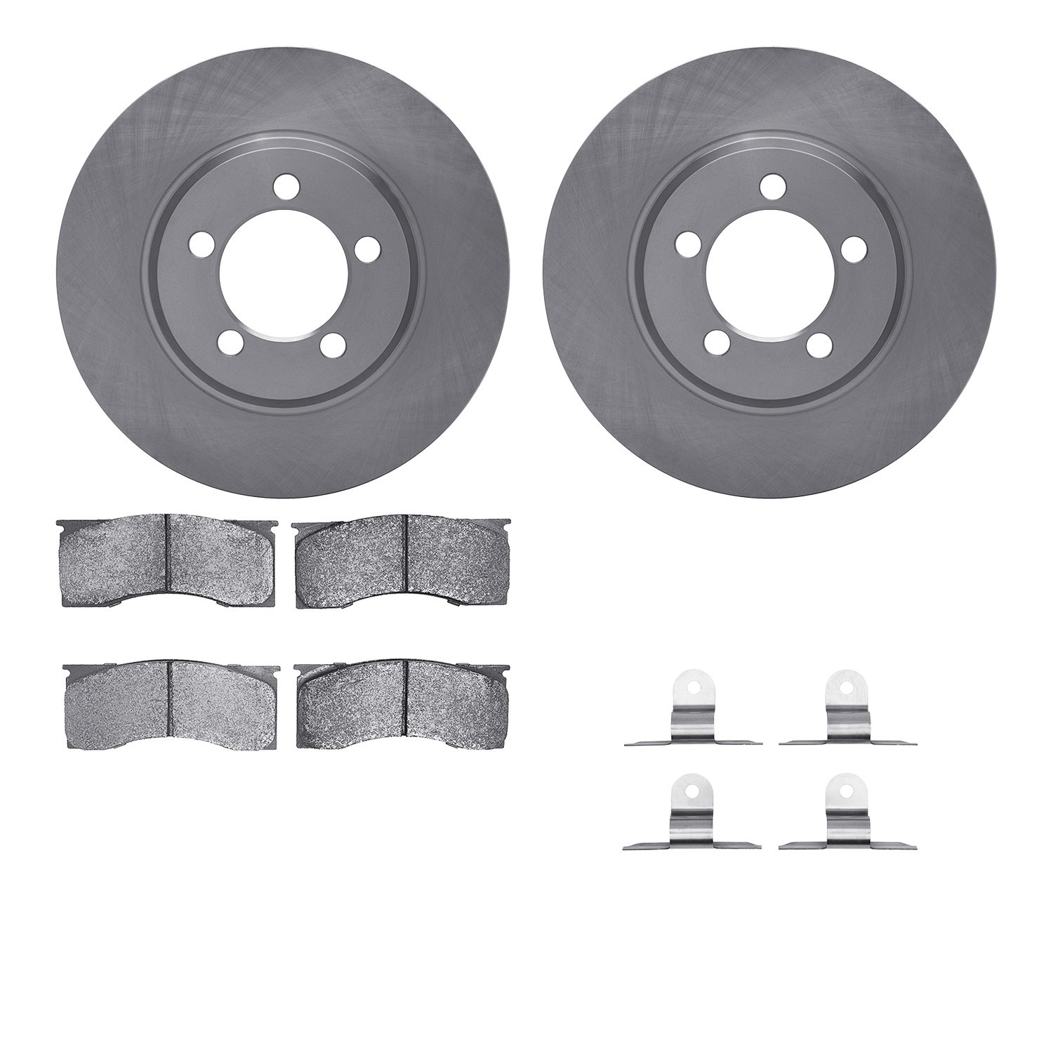 6512-55174 Brake Rotors w/5000 Advanced Brake Pads Kit with Hardware, 1965-1966 Ford/Lincoln/Mercury/Mazda, Position: Front