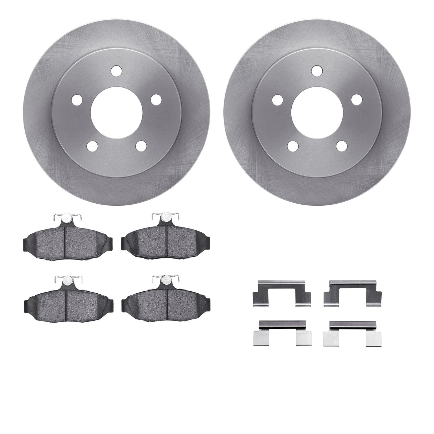6512-55874 Brake Rotors w/5000 Advanced Brake Pads Kit with Hardware, 1991-1992 Ford/Lincoln/Mercury/Mazda, Position: Rear