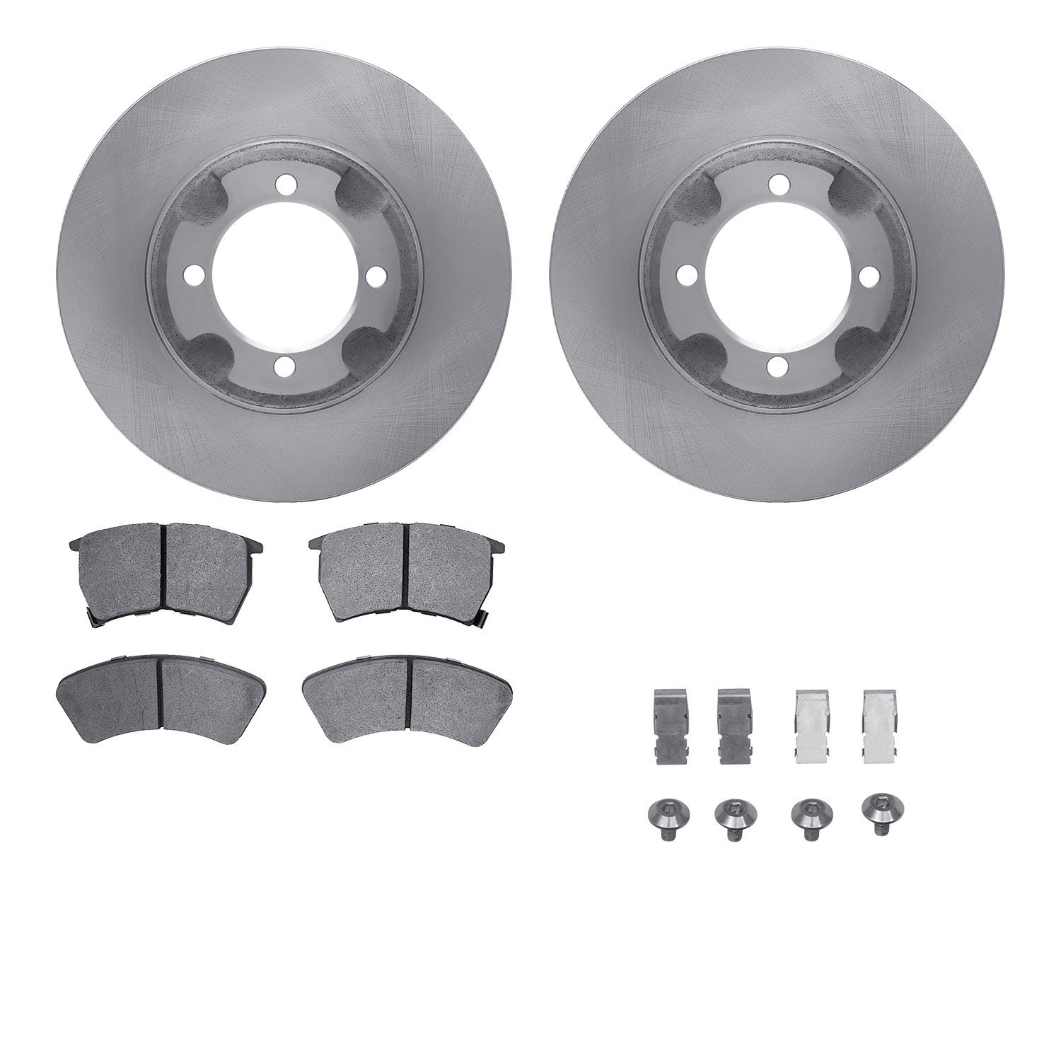 6512-56017 Brake Rotors w/5000 Advanced Brake Pads Kit with Hardware, 1987-1989 Ford/Lincoln/Mercury/Mazda, Position: Front