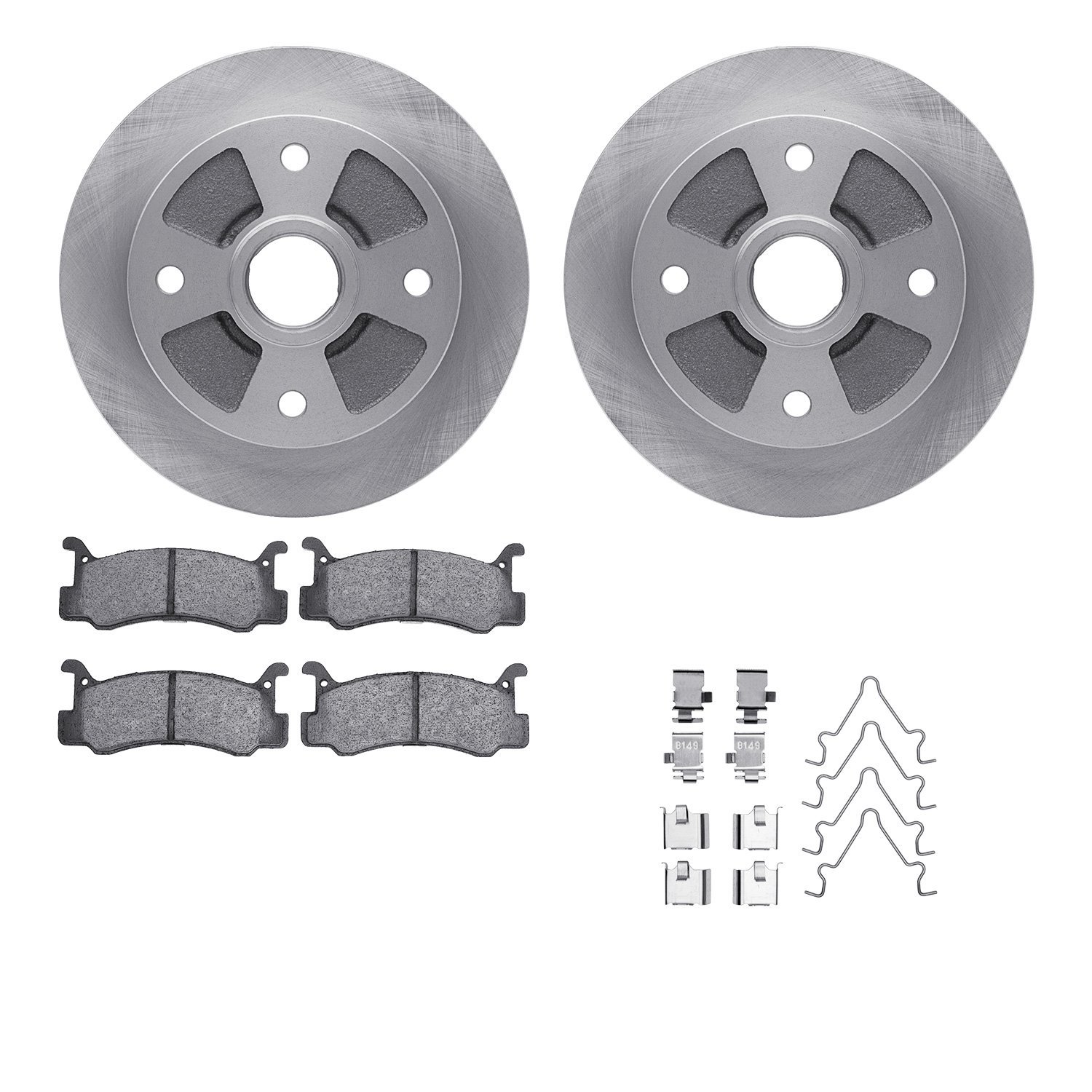 6512-56027 Brake Rotors w/5000 Advanced Brake Pads Kit with Hardware, 1987-1989 Ford/Lincoln/Mercury/Mazda, Position: Rear