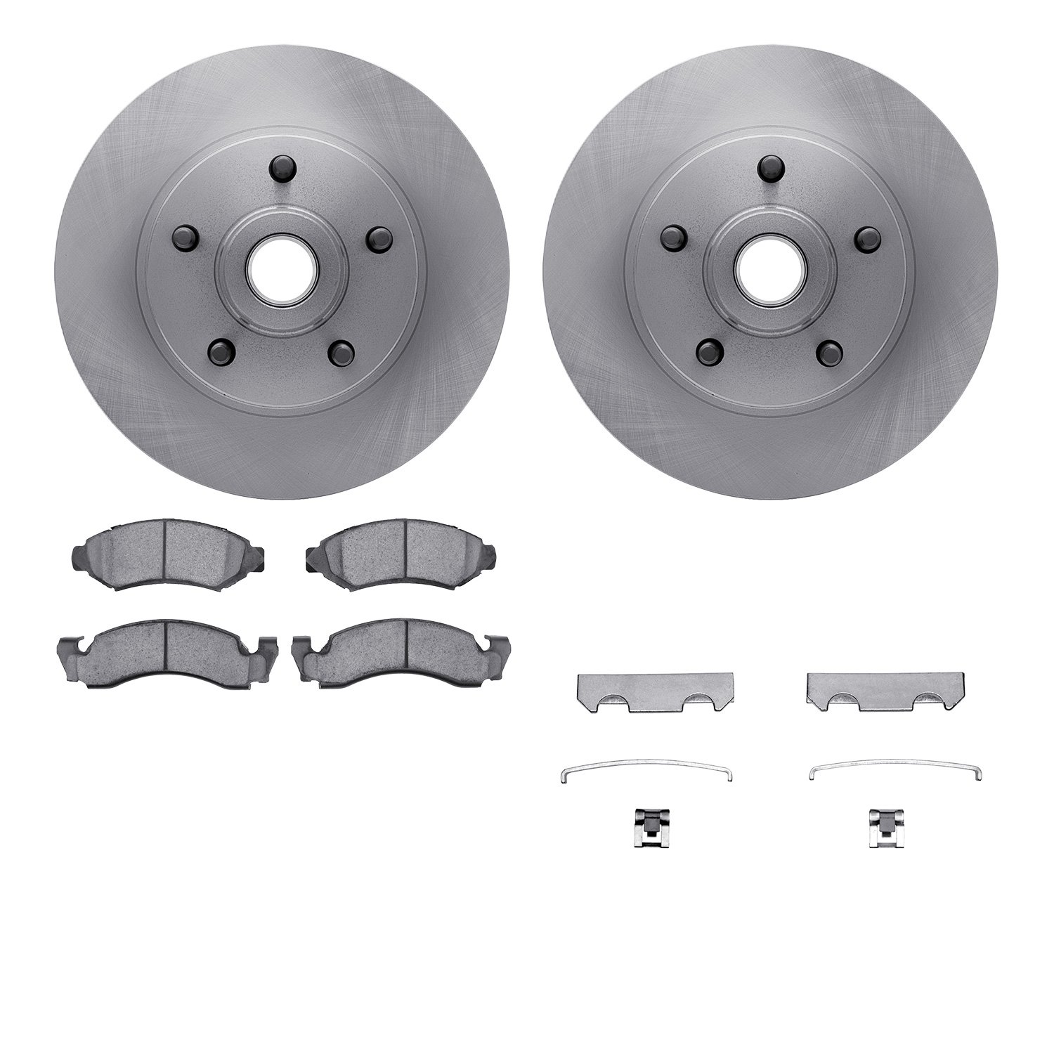 6512-56031 Brake Rotors w/5000 Advanced Brake Pads Kit with Hardware, 1974-1979 Ford/Lincoln/Mercury/Mazda, Position: Front