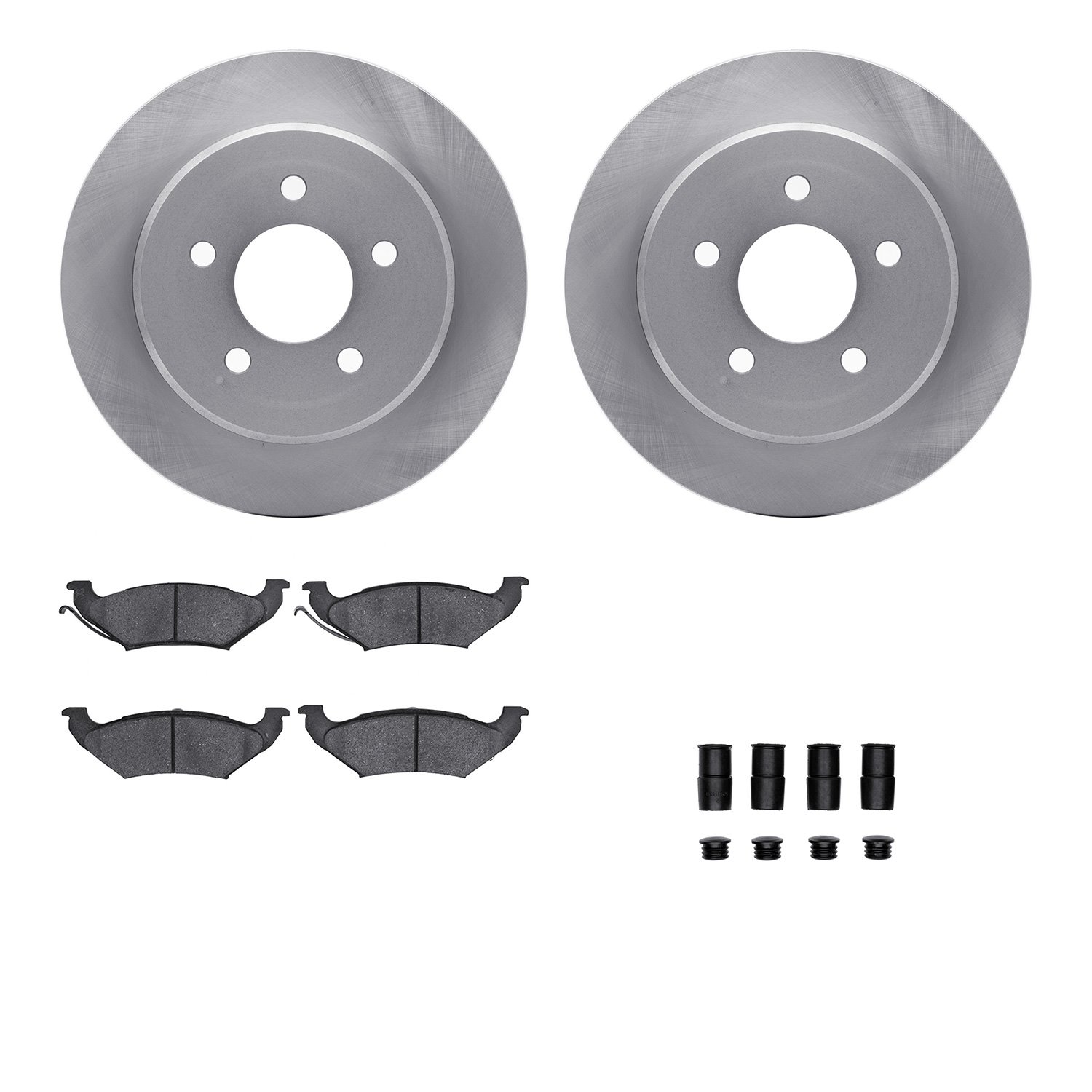 6512-56049 Brake Rotors w/5000 Advanced Brake Pads Kit with Hardware, 1992-1995 Ford/Lincoln/Mercury/Mazda, Position: Rear