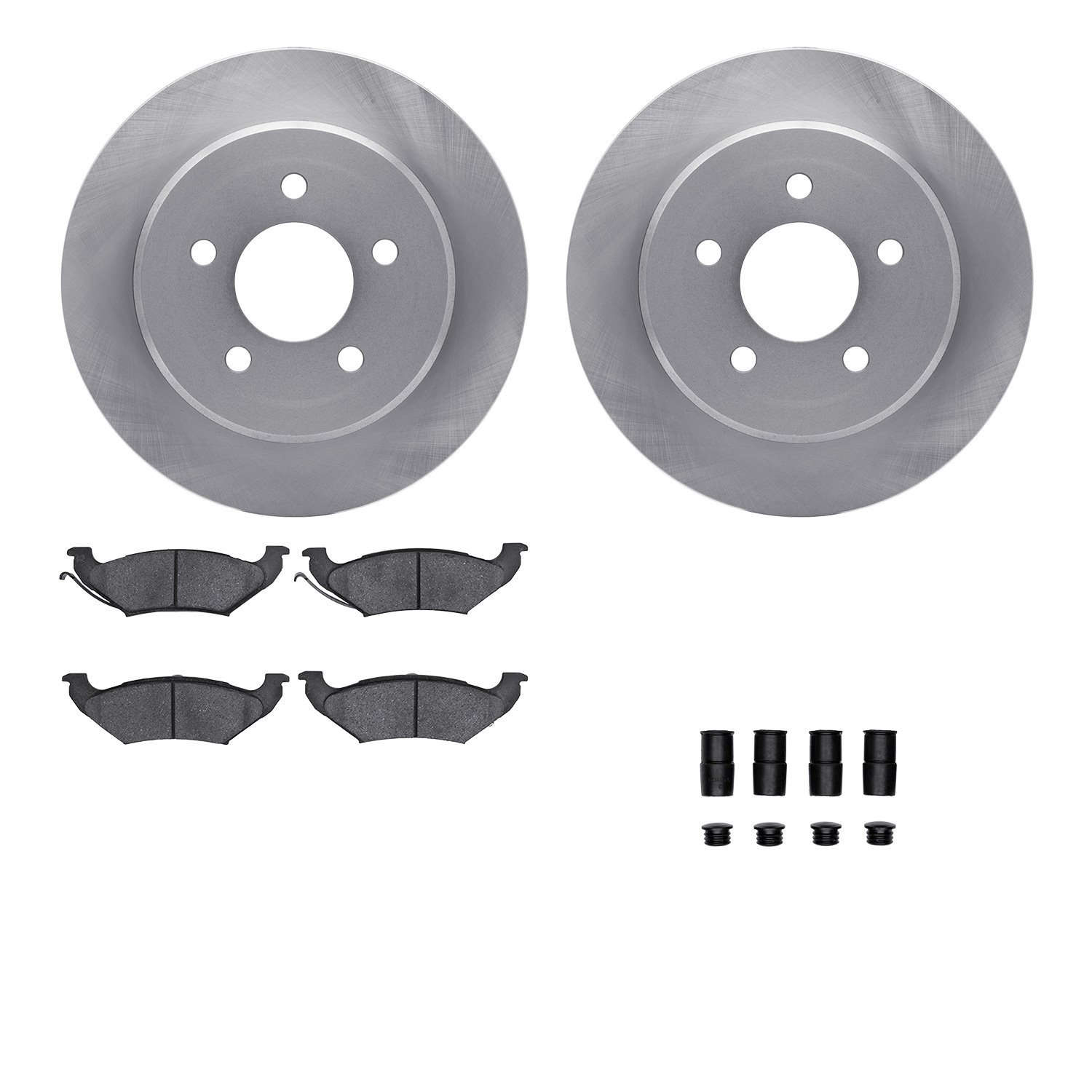 6512-56050 Brake Rotors w/5000 Advanced Brake Pads Kit with Hardware, 1991-1995 Ford/Lincoln/Mercury/Mazda, Position: Rear
