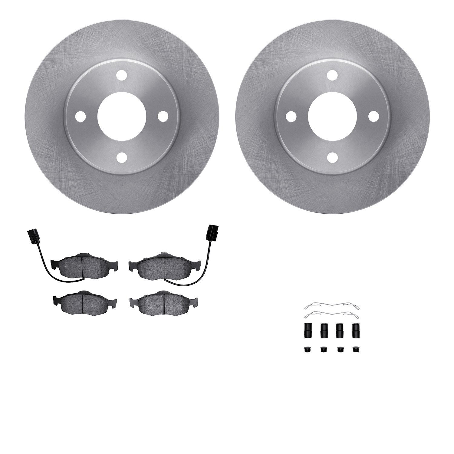 6512-56065 Brake Rotors w/5000 Advanced Brake Pads Kit with Hardware, 1998-2002 Ford/Lincoln/Mercury/Mazda, Position: Front