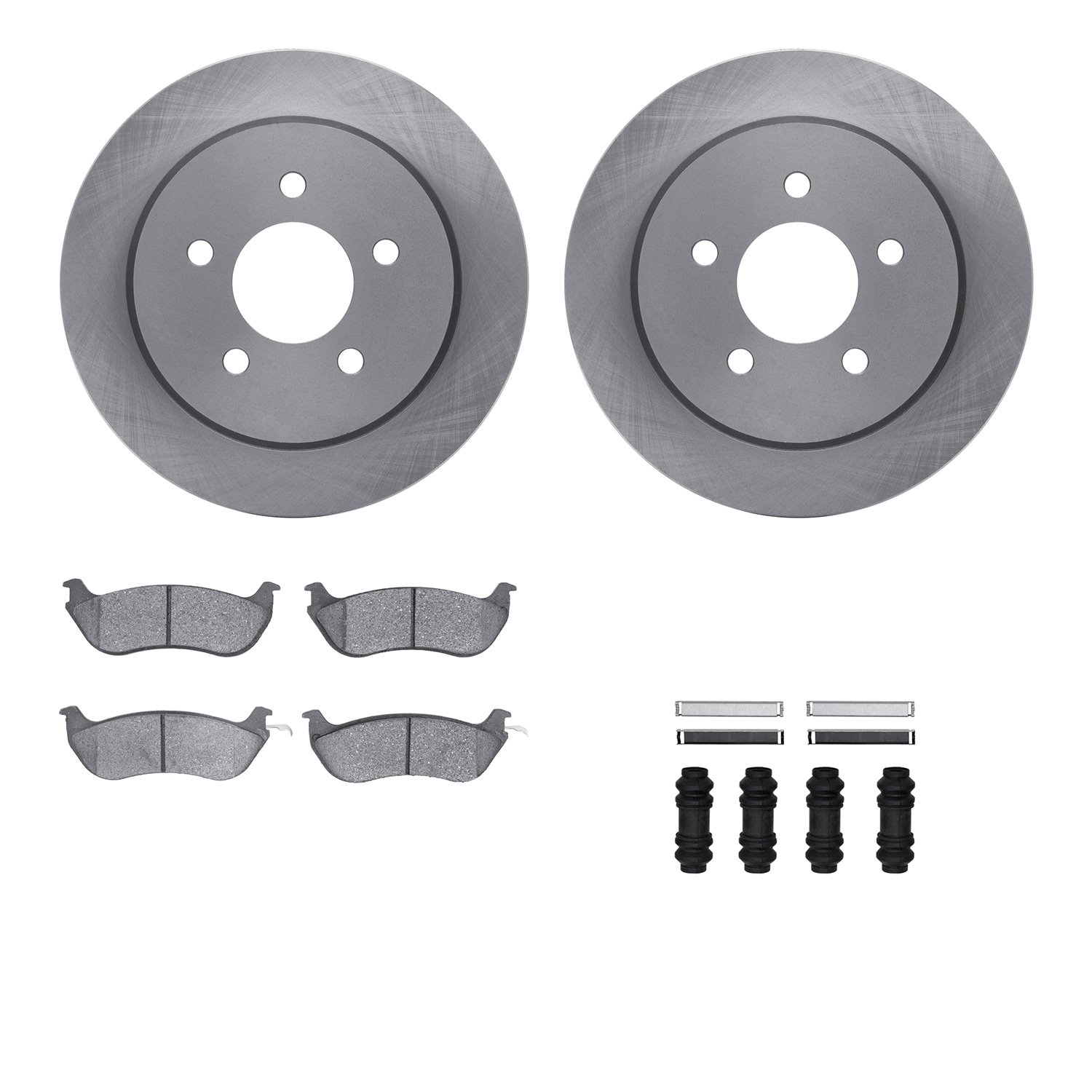 6512-56080 Brake Rotors w/5000 Advanced Brake Pads Kit with Hardware, 1996-2002 Ford/Lincoln/Mercury/Mazda, Position: Rear