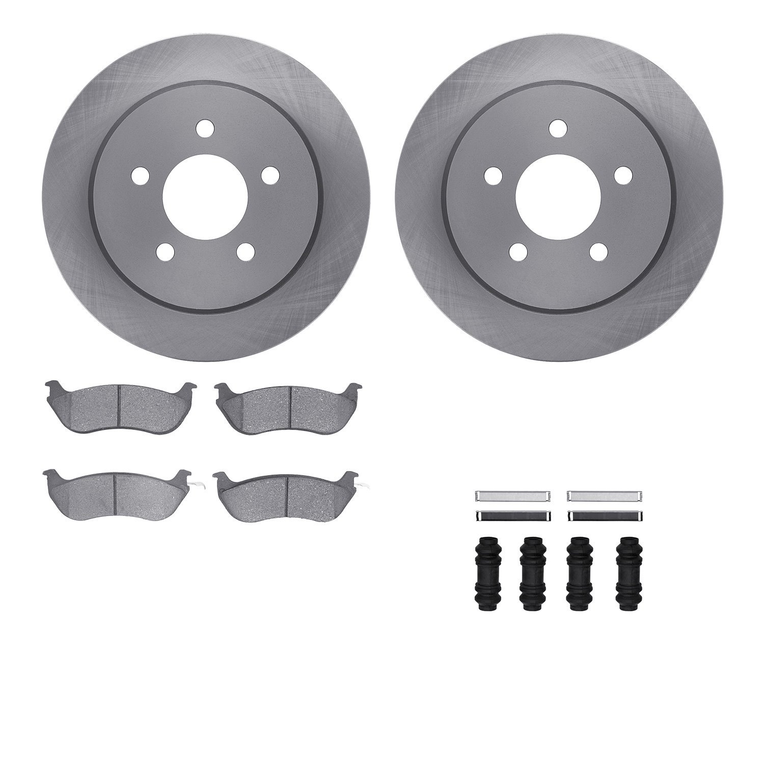 6512-56081 Brake Rotors w/5000 Advanced Brake Pads Kit with Hardware, 1996-2002 Ford/Lincoln/Mercury/Mazda, Position: Rear