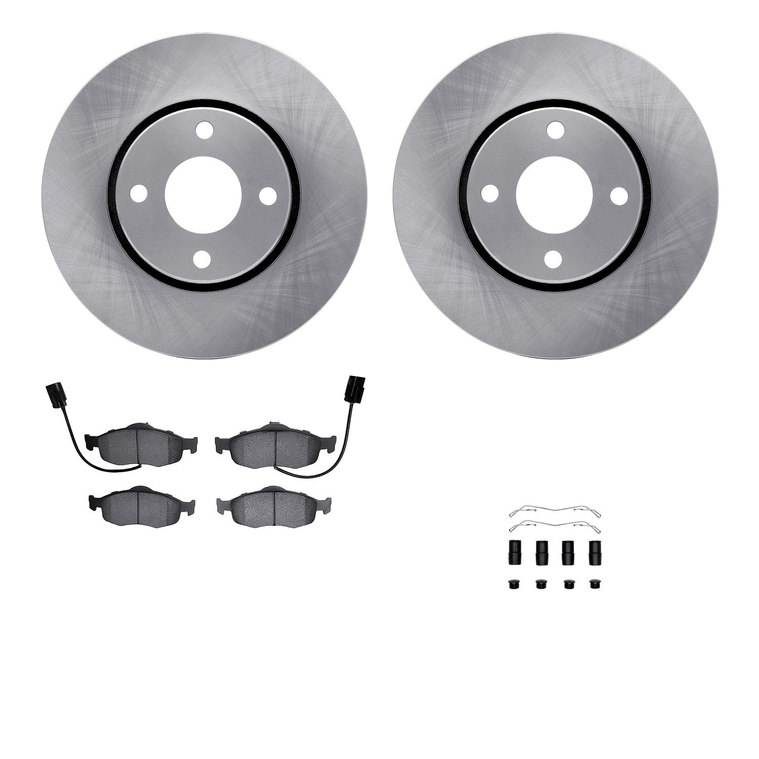 6512-56094 Brake Rotors w/5000 Advanced Brake Pads Kit with Hardware, 1998-2002 Ford/Lincoln/Mercury/Mazda, Position: Front