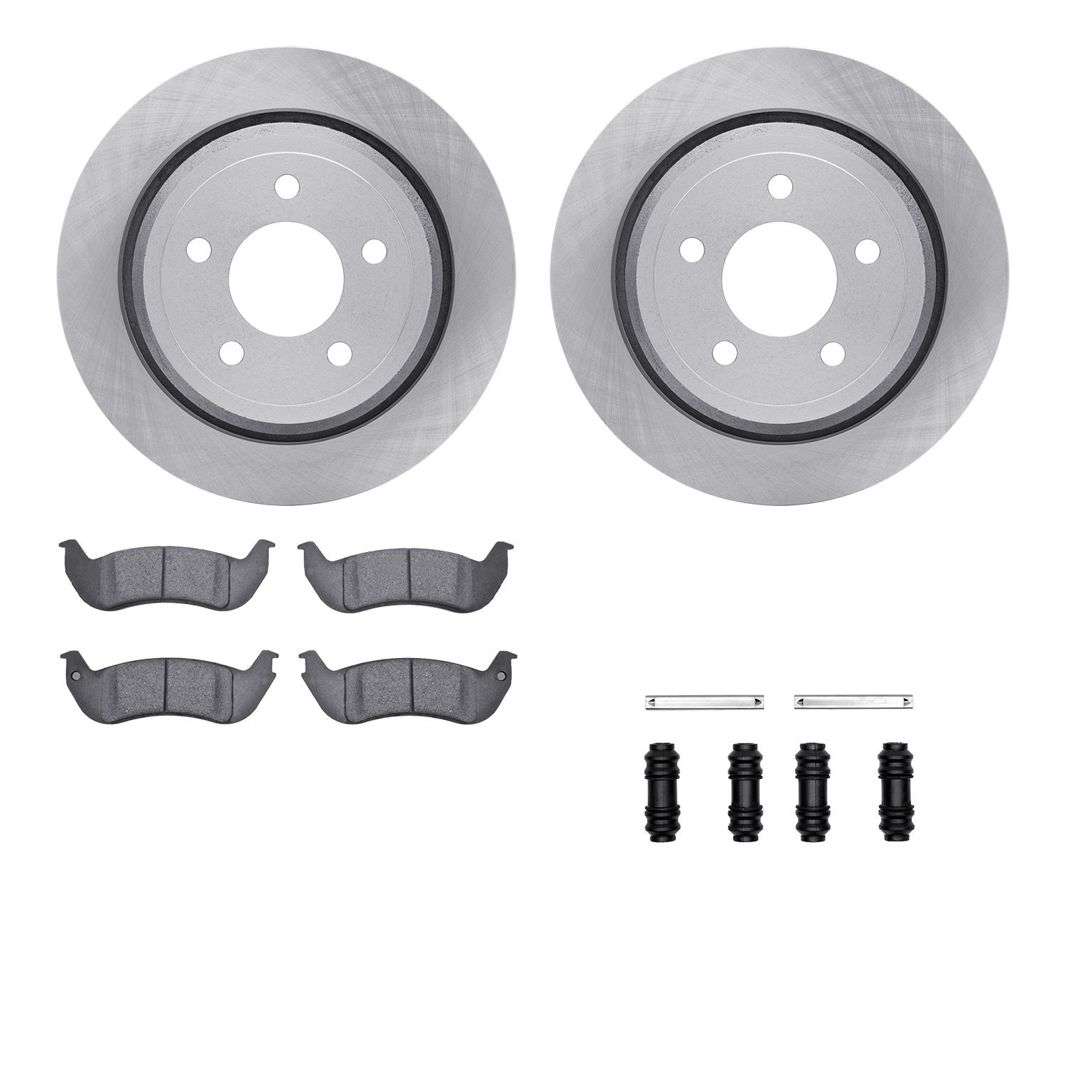6512-56115 Brake Rotors w/5000 Advanced Brake Pads Kit with Hardware, 2003-2011 Ford/Lincoln/Mercury/Mazda, Position: Rear