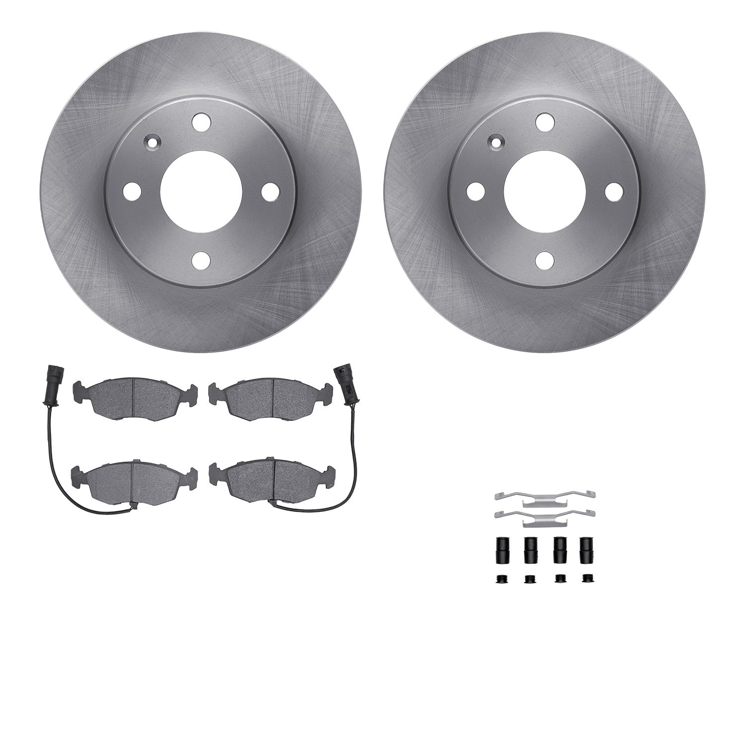6512-57001 Brake Rotors w/5000 Advanced Brake Pads Kit with Hardware, 1985-1989 Ford/Lincoln/Mercury/Mazda, Position: Front