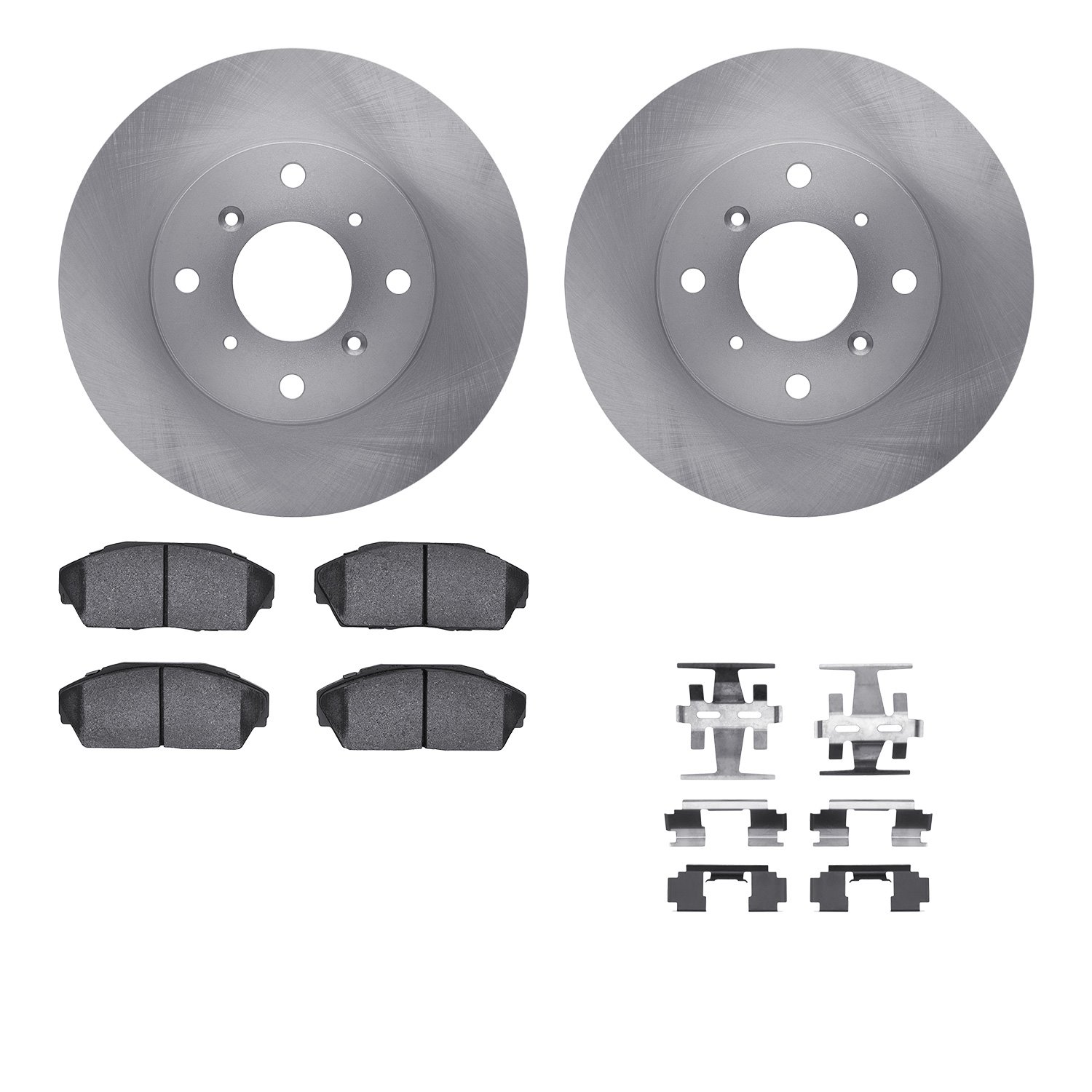 6512-58025 Brake Rotors w/5000 Advanced Brake Pads Kit with Hardware, 1986-1987 Acura/Honda, Position: Front