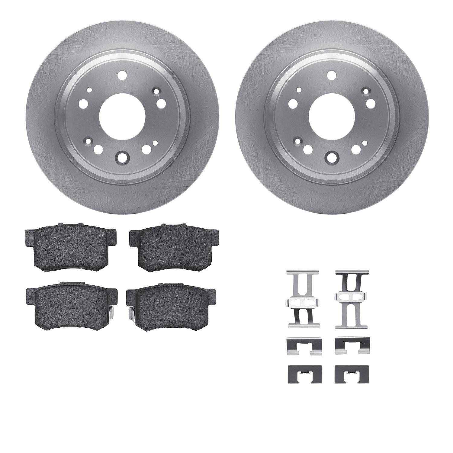 6512-58098 Brake Rotors w/5000 Advanced Brake Pads Kit with Hardware, 2002-2004 Acura/Honda, Position: Rear