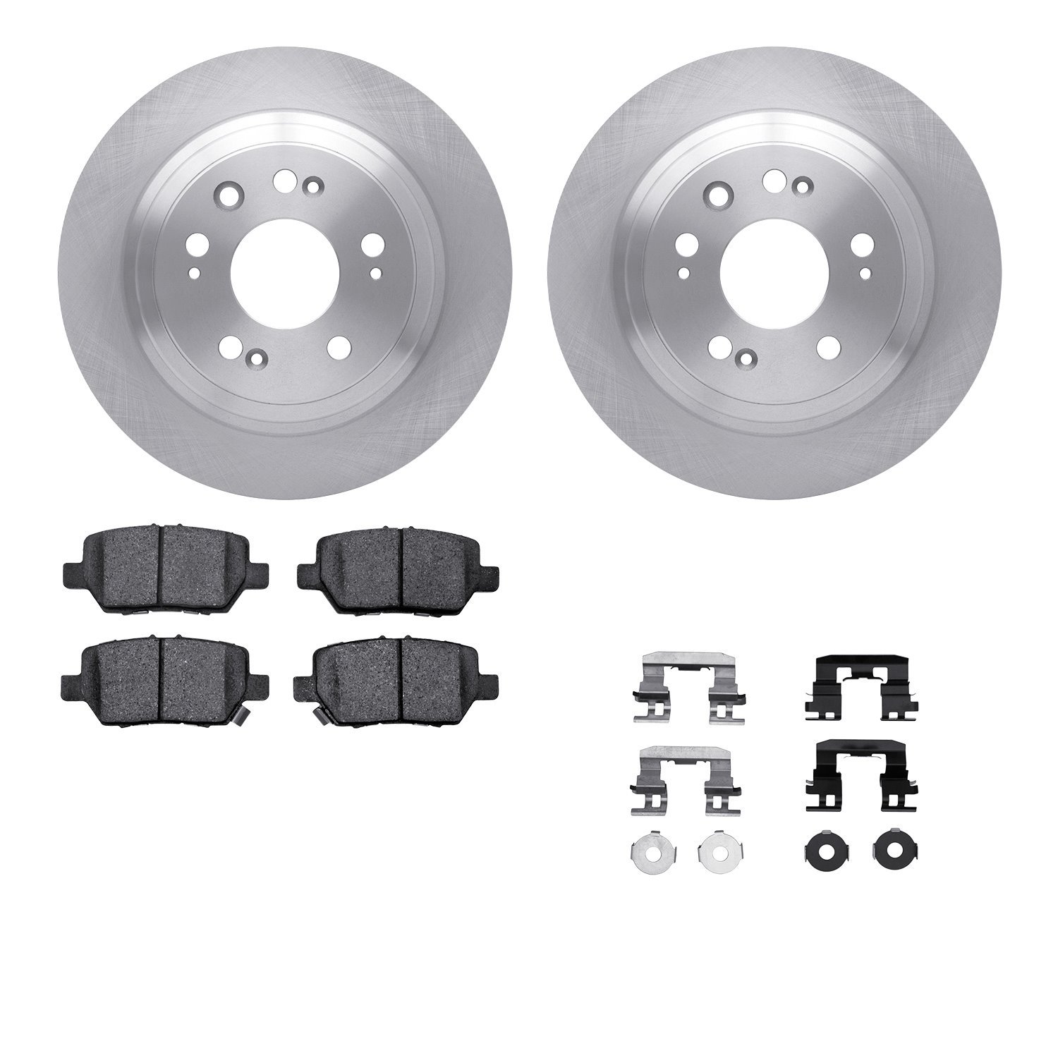 6512-58121 Brake Rotors w/5000 Advanced Brake Pads Kit with Hardware, 2005-2012 Acura/Honda, Position: Rear