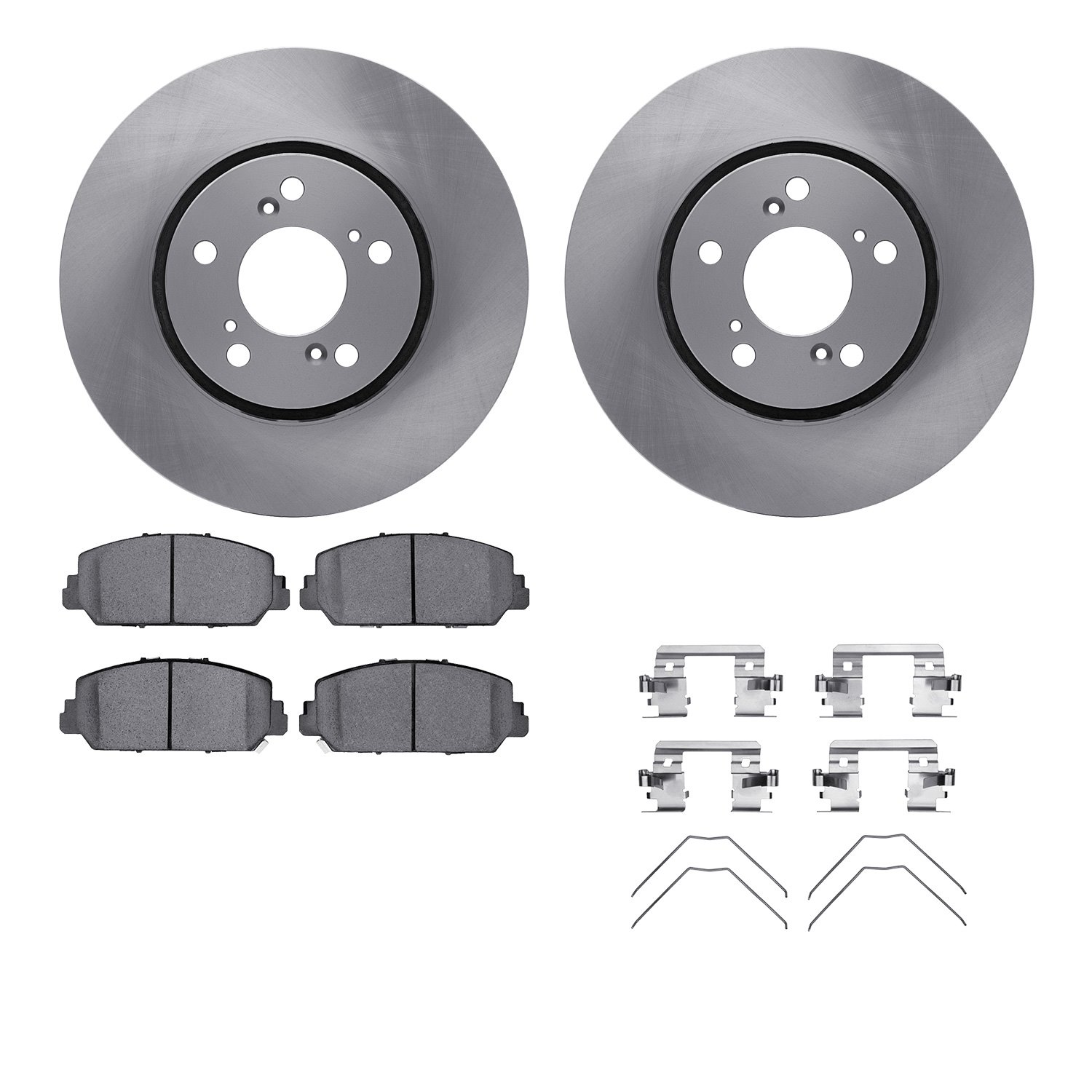 6512-58130 Brake Rotors w/5000 Advanced Brake Pads Kit with Hardware, 2014-2020 Acura/Honda, Position: Front
