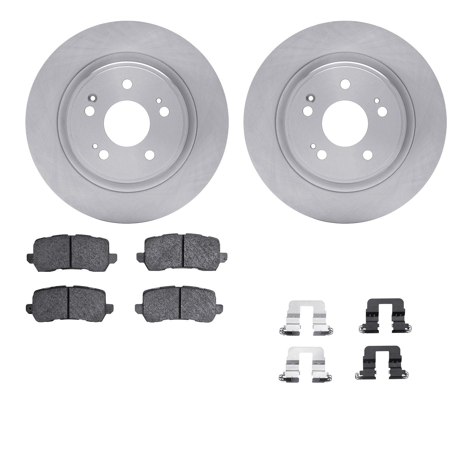 6512-58154 Brake Rotors w/5000 Advanced Brake Pads Kit with Hardware, 2017-2020 Acura/Honda, Position: Rear