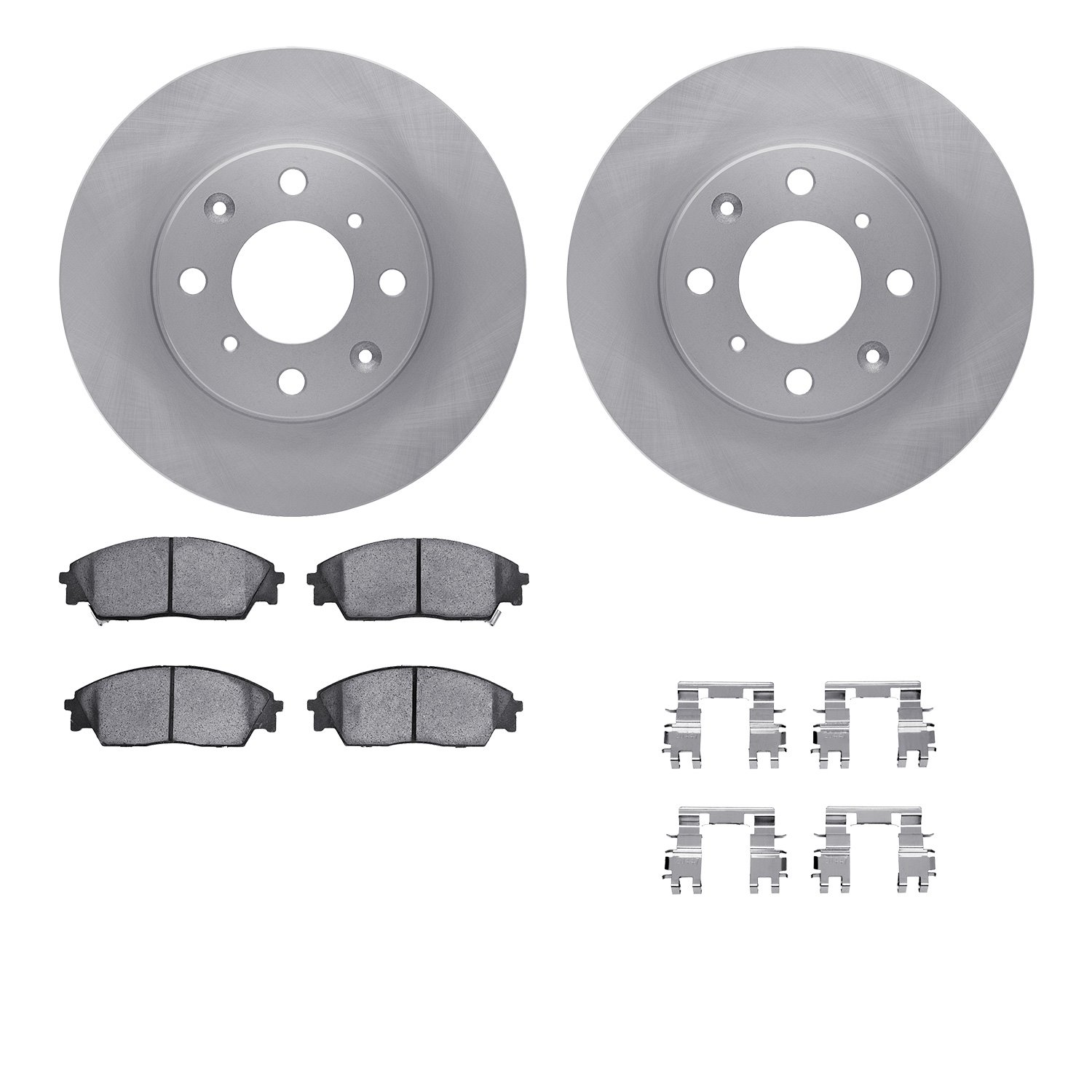 6512-59155 Brake Rotors w/5000 Advanced Brake Pads Kit with Hardware, 1988-1990 Acura/Honda, Position: Front