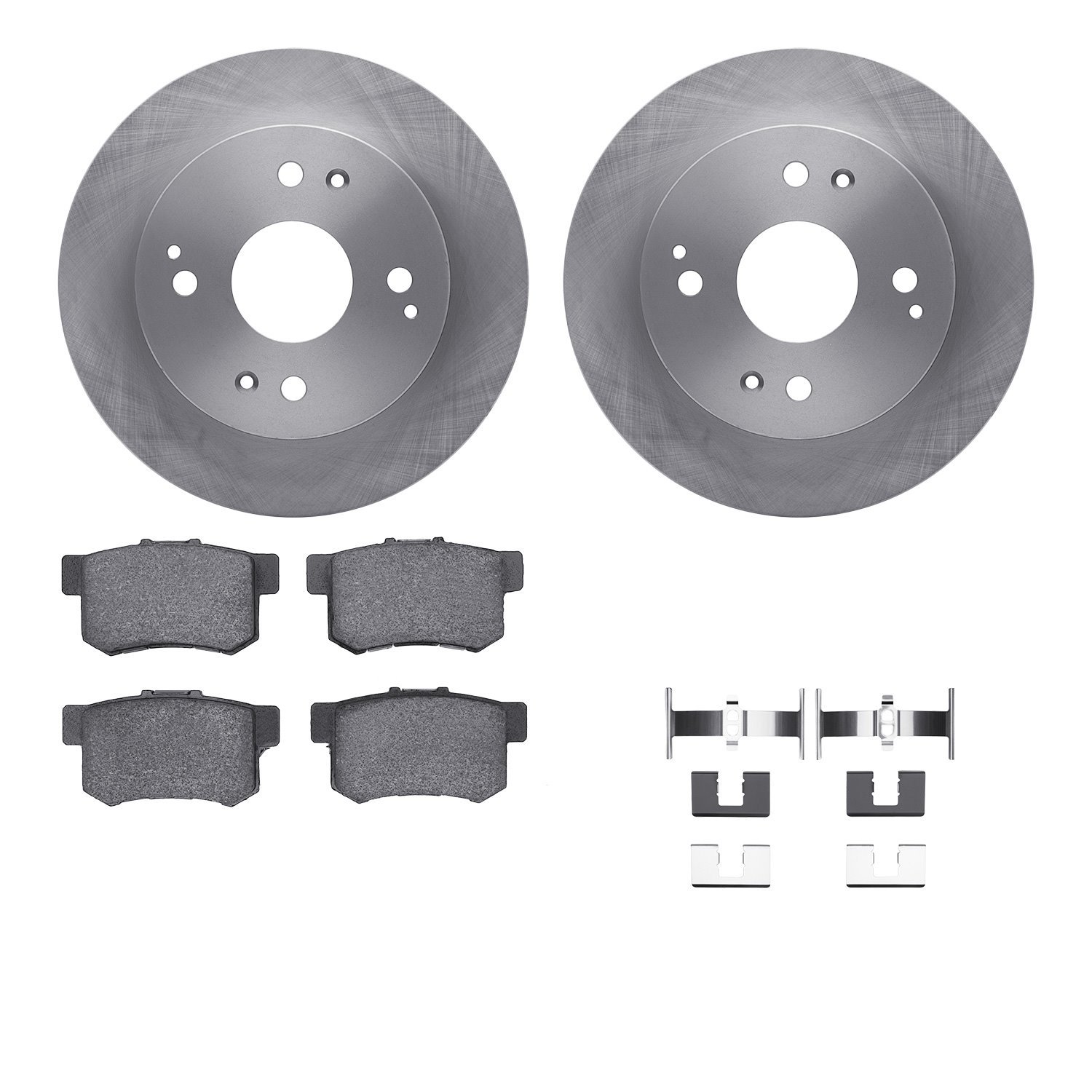 6512-59223 Brake Rotors w/5000 Advanced Brake Pads Kit with Hardware, 1997-1997 Acura/Honda, Position: Rear