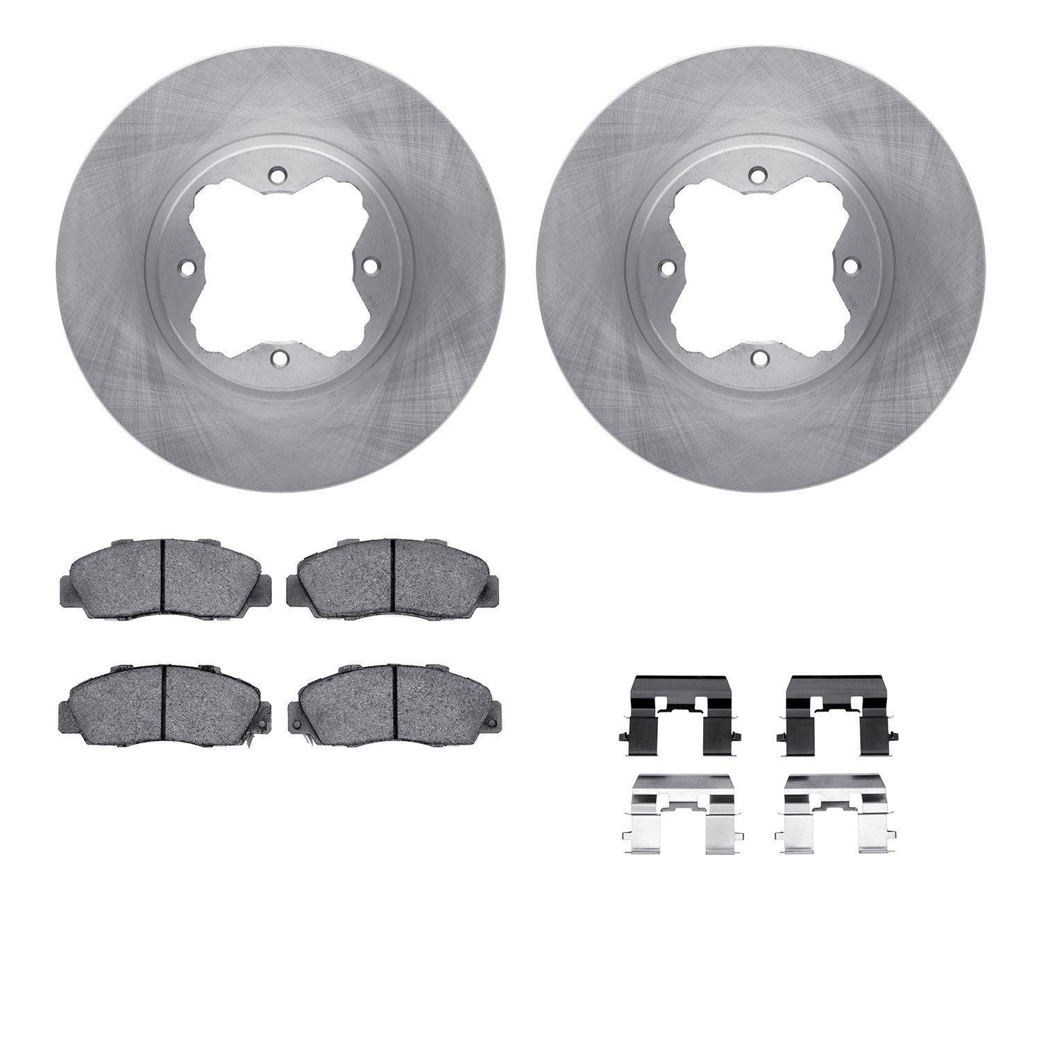 6512-59228 Brake Rotors w/5000 Advanced Brake Pads Kit with Hardware, 1991-1997 Acura/Honda, Position: Front