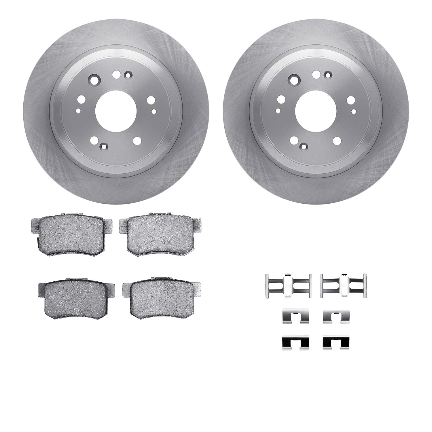 6512-59294 Brake Rotors w/5000 Advanced Brake Pads Kit with Hardware, 2010-2015 Acura/Honda, Position: Rear